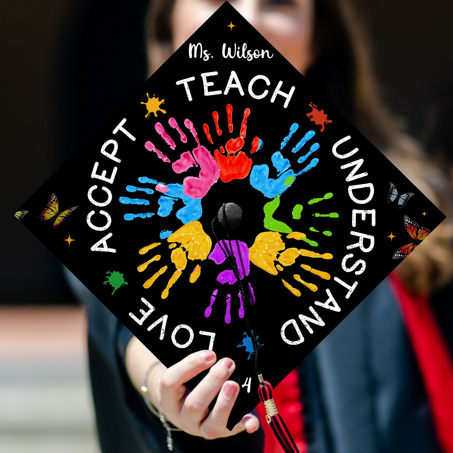 Customized Autism Awareness Graduation Cap, Gift for Teacher, Graduation 2024