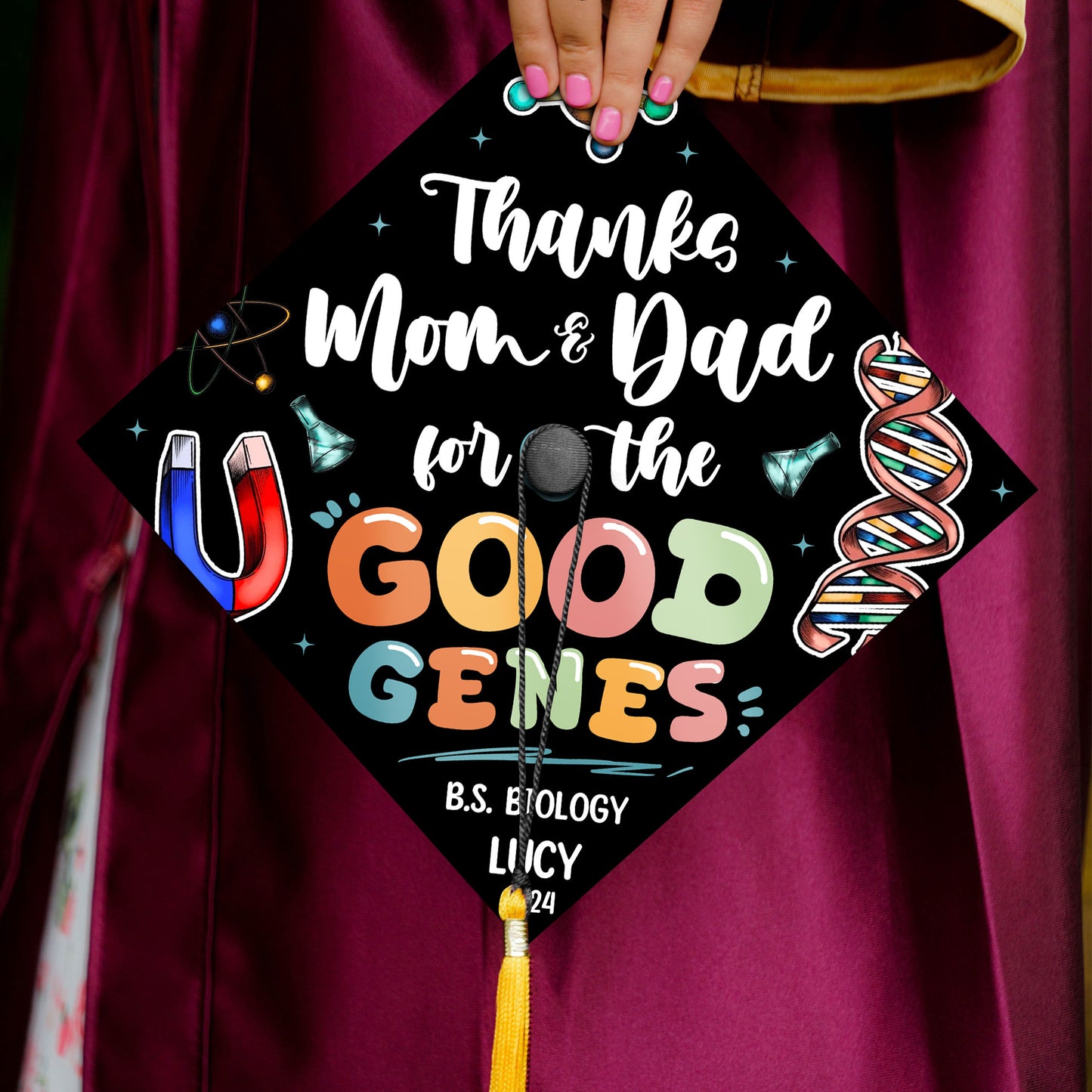 Personalized Biology Graduation Cap Topper, Custom Biology Major Grad Cap