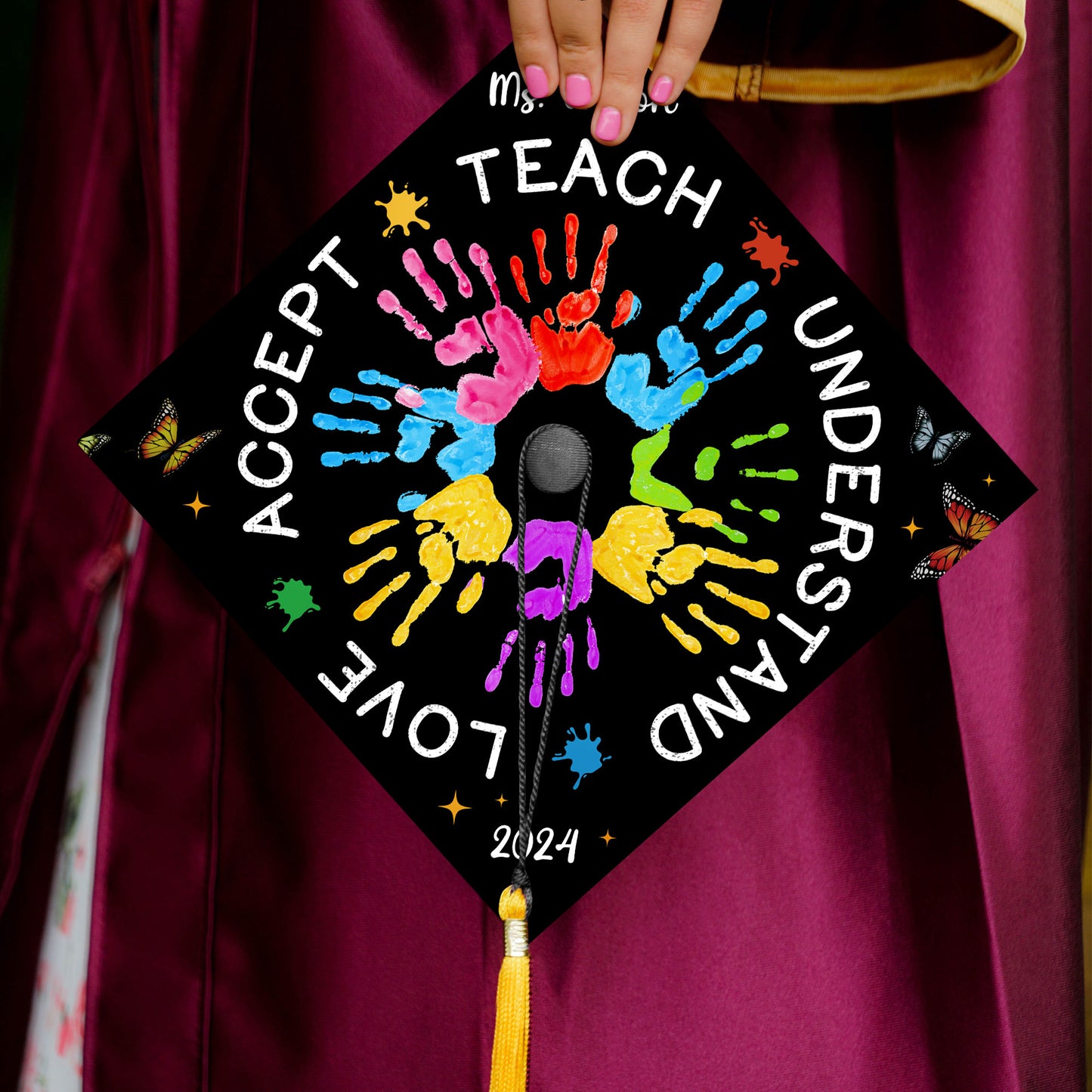 Customized Autism Awareness Graduation Cap, Gift for Teacher, Graduation 2024