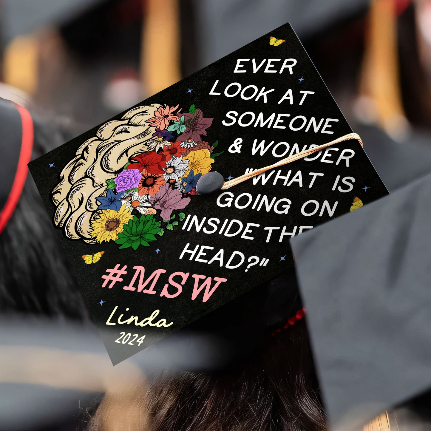 Custom MSW Social Work Graduation Cap, Personalized Grad Cap Topper For Future Social Worker
