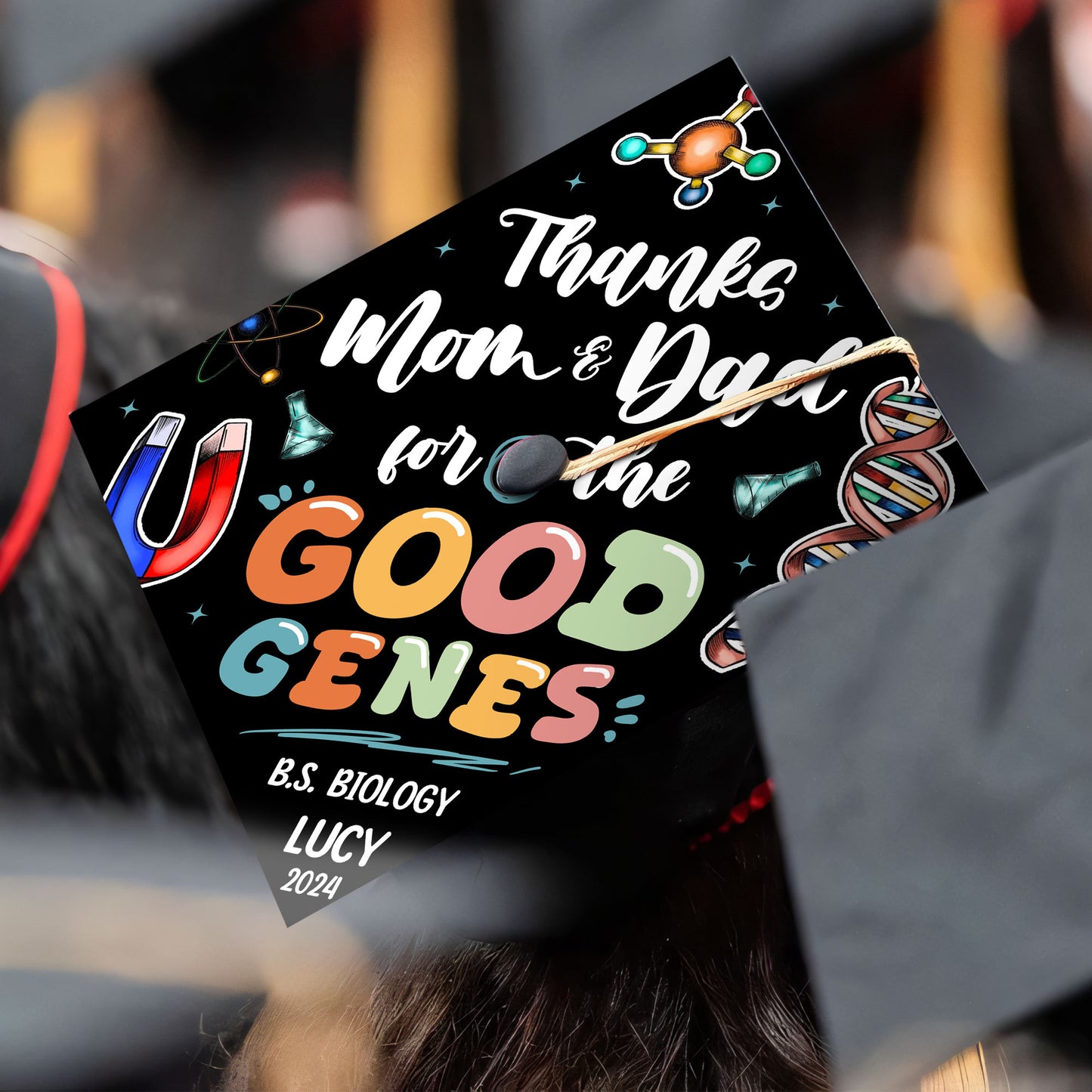 Personalized Biology Graduation Cap Topper, Custom Biology Major Grad Cap