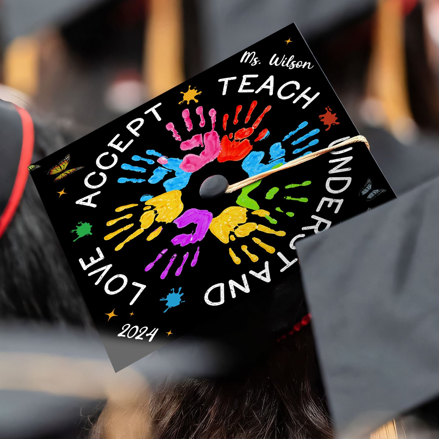 Customized Autism Awareness Graduation Cap, Gift for Teacher, Graduation 2024