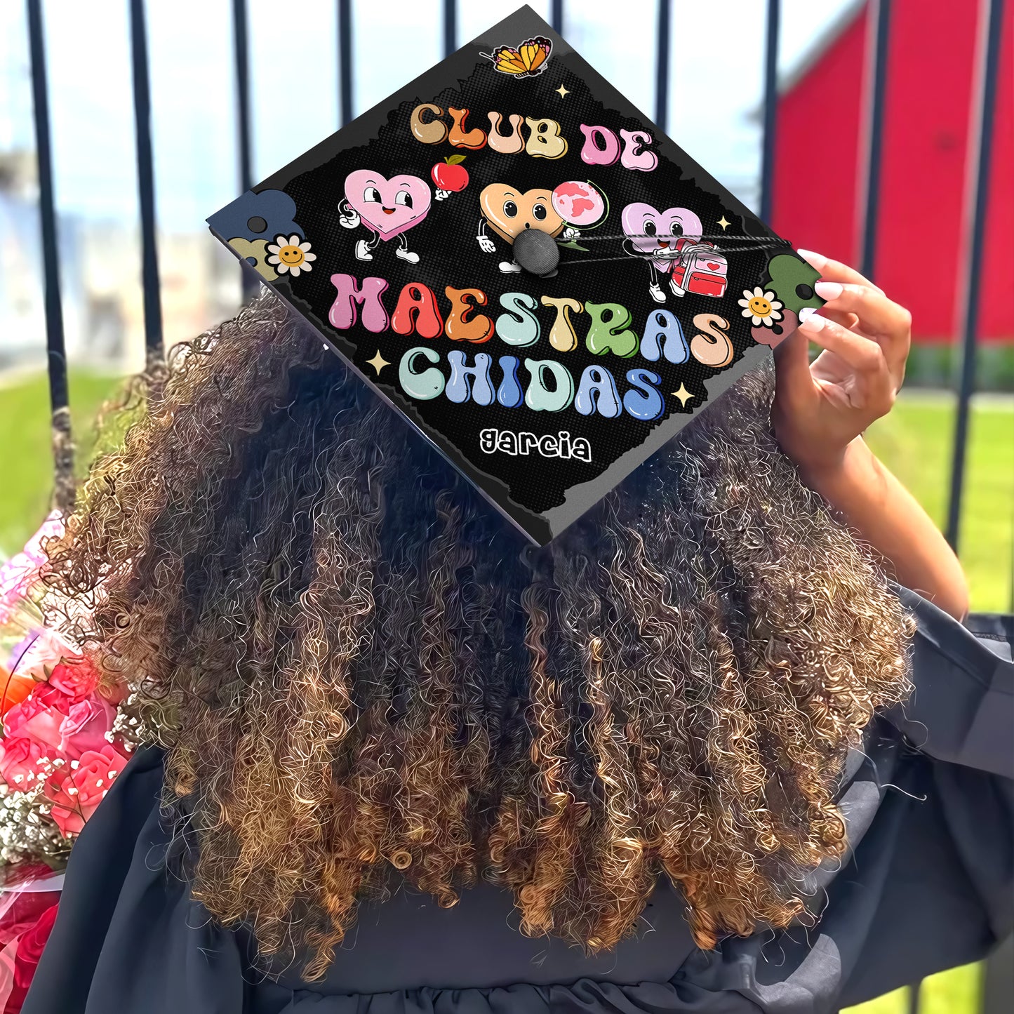 Custom Club De Maestras Chidas Printed Grad Cap Topper, Spanish Grad Cap Topper, Class of 2024