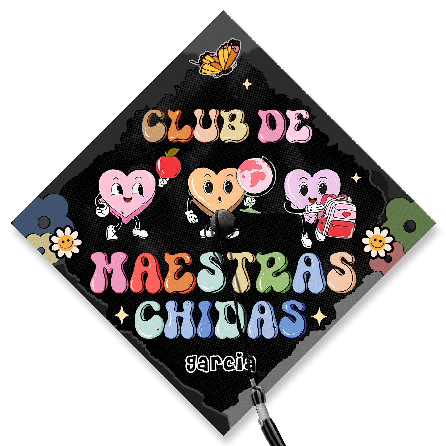 Custom Club De Maestras Chidas Printed Grad Cap Topper, Spanish Grad Cap Topper, Class of 2024