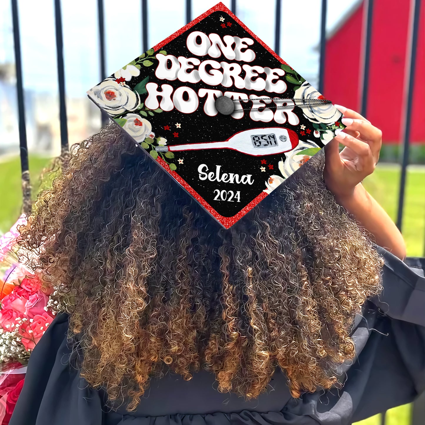One Degree Hotter Nurse Grad Cap, Personalized RN Nurse Graduation Cap Topper, Graduation 2024
