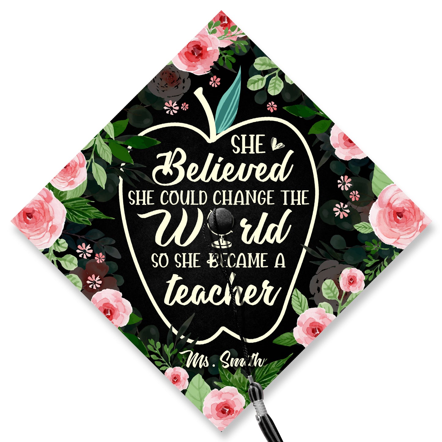 Customized Future Teacher Graduation Cap Topper, She Believed She Could Change The World