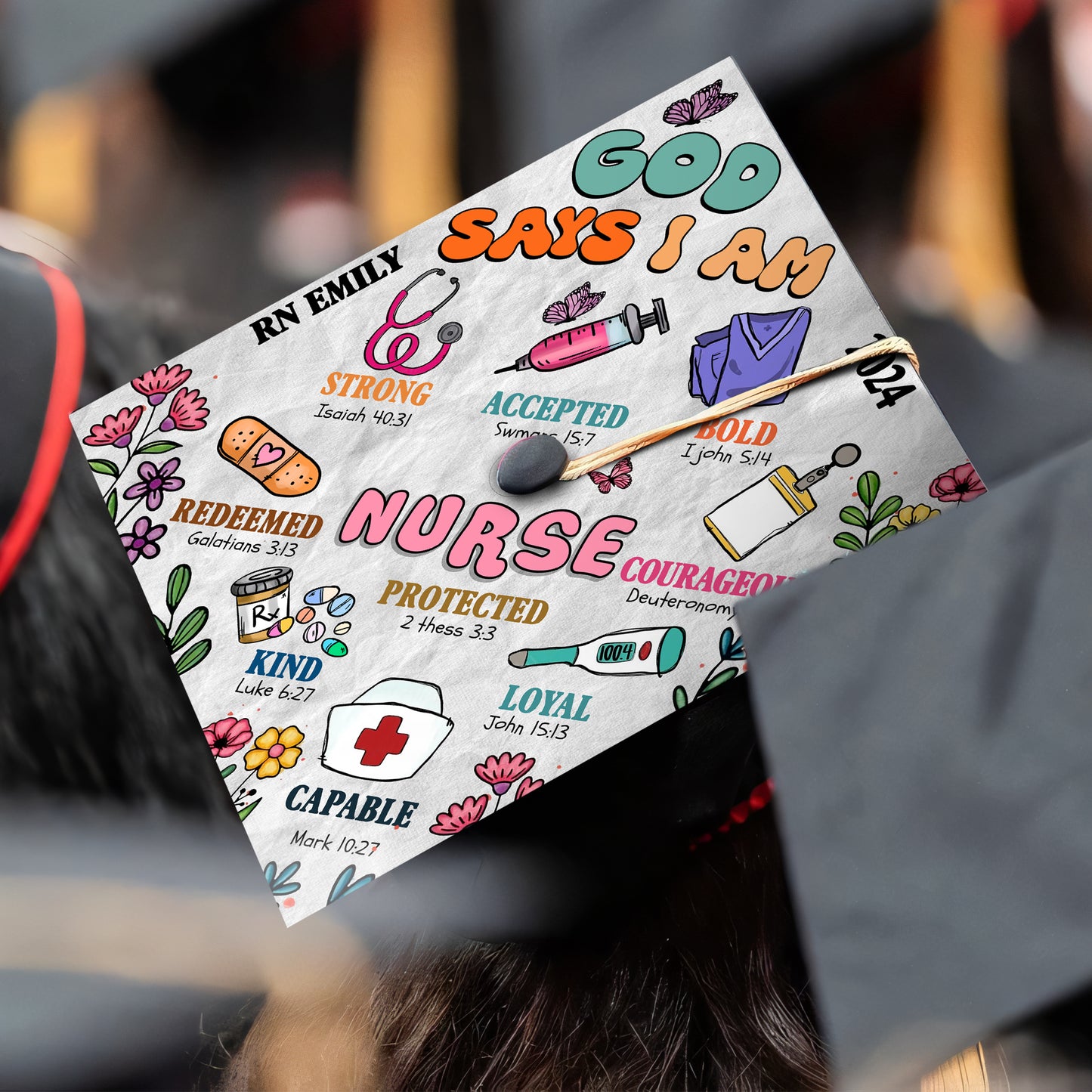 Customized RN Nurse Grad Cap Decorations, RN Nurse Gifts, Class of 2024