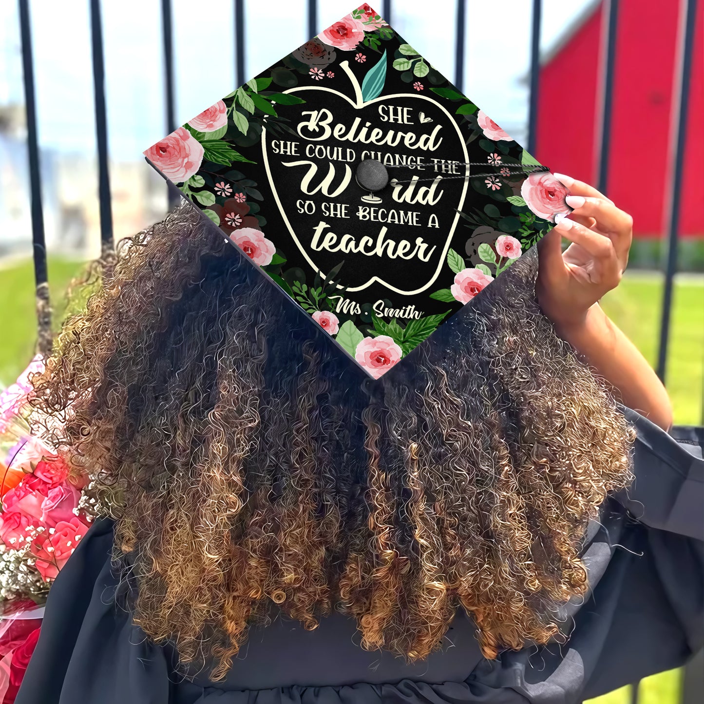 Customized Future Teacher Graduation Cap Topper, She Believed She Could Change The World