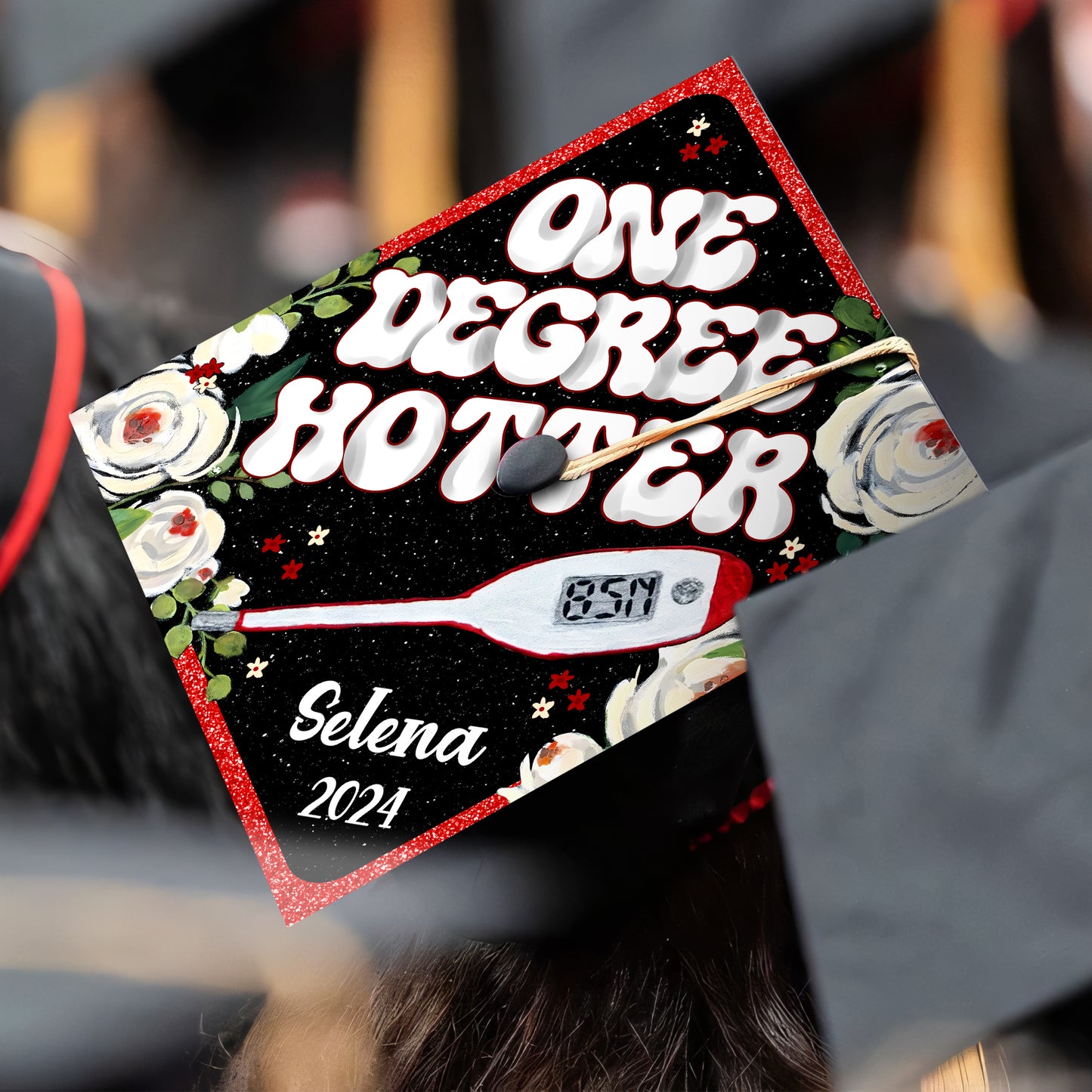 One Degree Hotter Nurse Grad Cap, Personalized RN Nurse Graduation Cap Topper, Graduation 2024