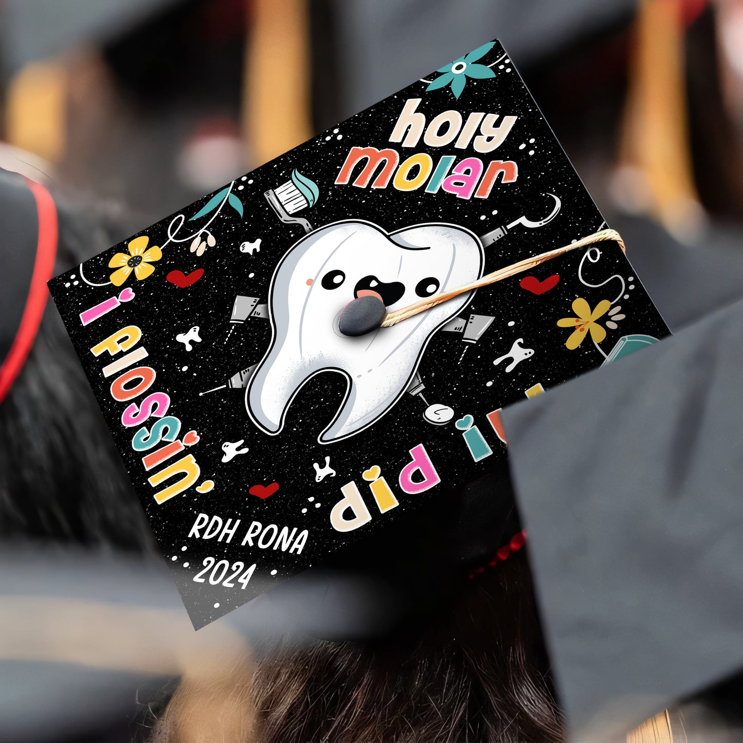 Funny Dental Hygiene Graduation Cap, Future RDH Gifts, Class Of 2024