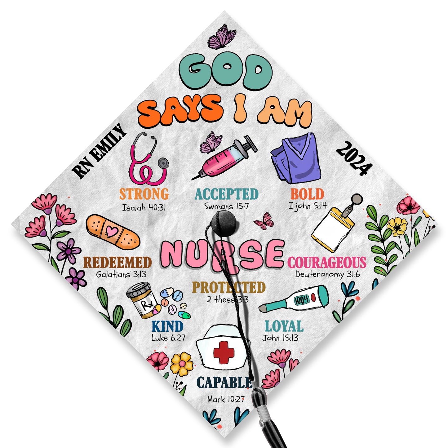 Customized RN Nurse Grad Cap Decorations, RN Nurse Gifts, Class of 2024