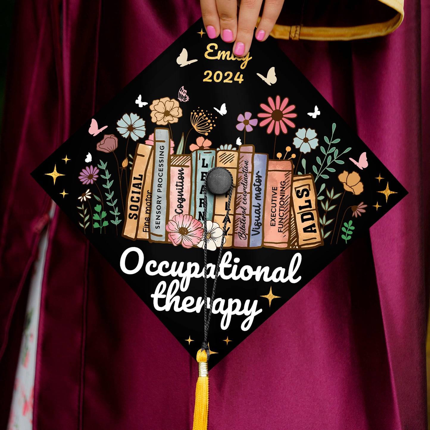 Occupational Therapy Grad Cap Topper, Gifts for Occupational Therapist, Class of 2024