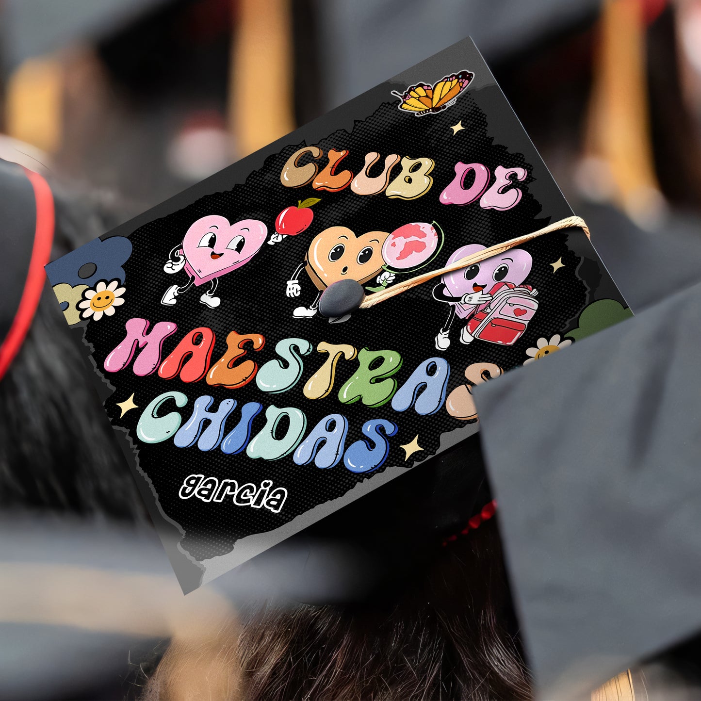 Custom Club De Maestras Chidas Printed Grad Cap Topper, Spanish Grad Cap Topper, Class of 2024