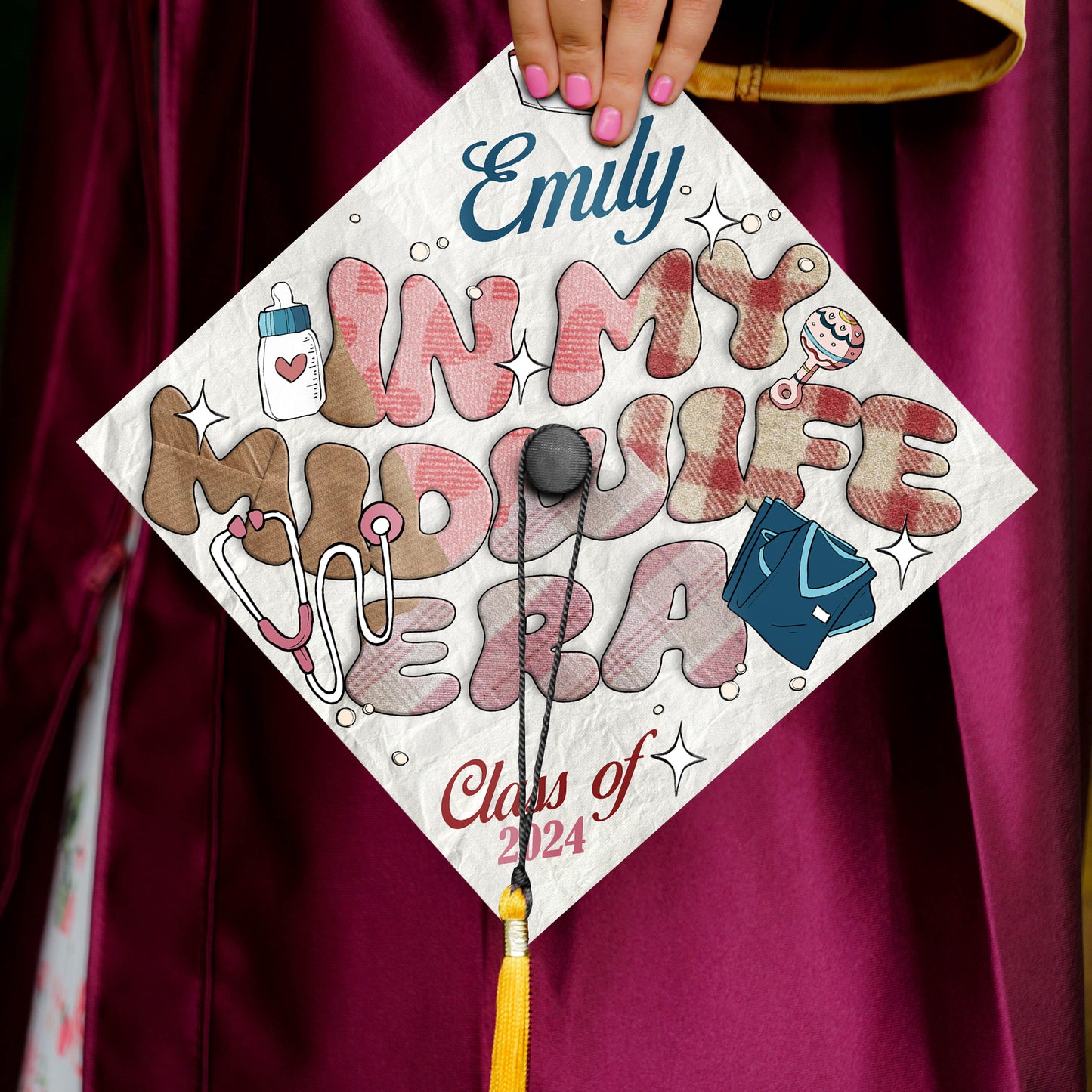 In My Midwife Era Grad Cap Topper, Midwife Cap Decoration To Honor Your Hard Work, Nursing Graduation Gifts