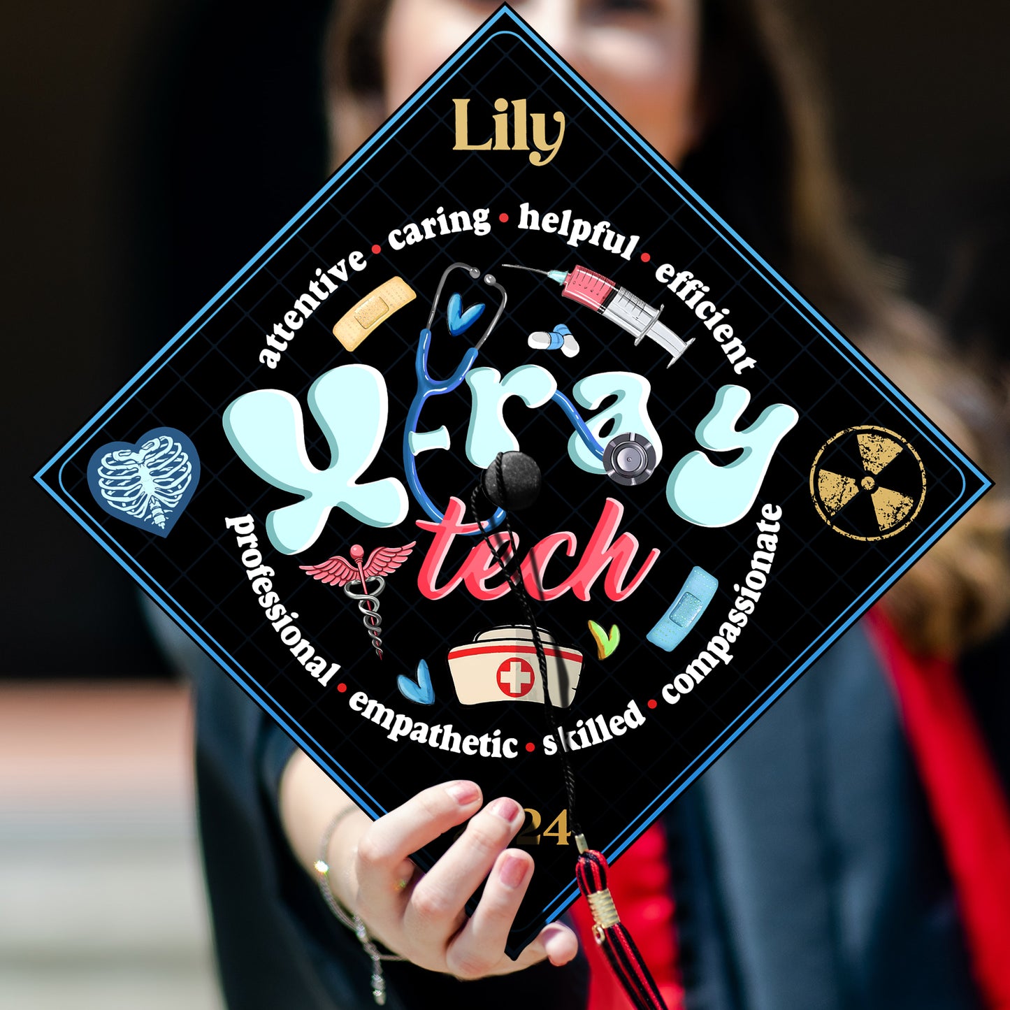 Radiology Tech Grad Cap Topper, Xray Tech Graduation Gift