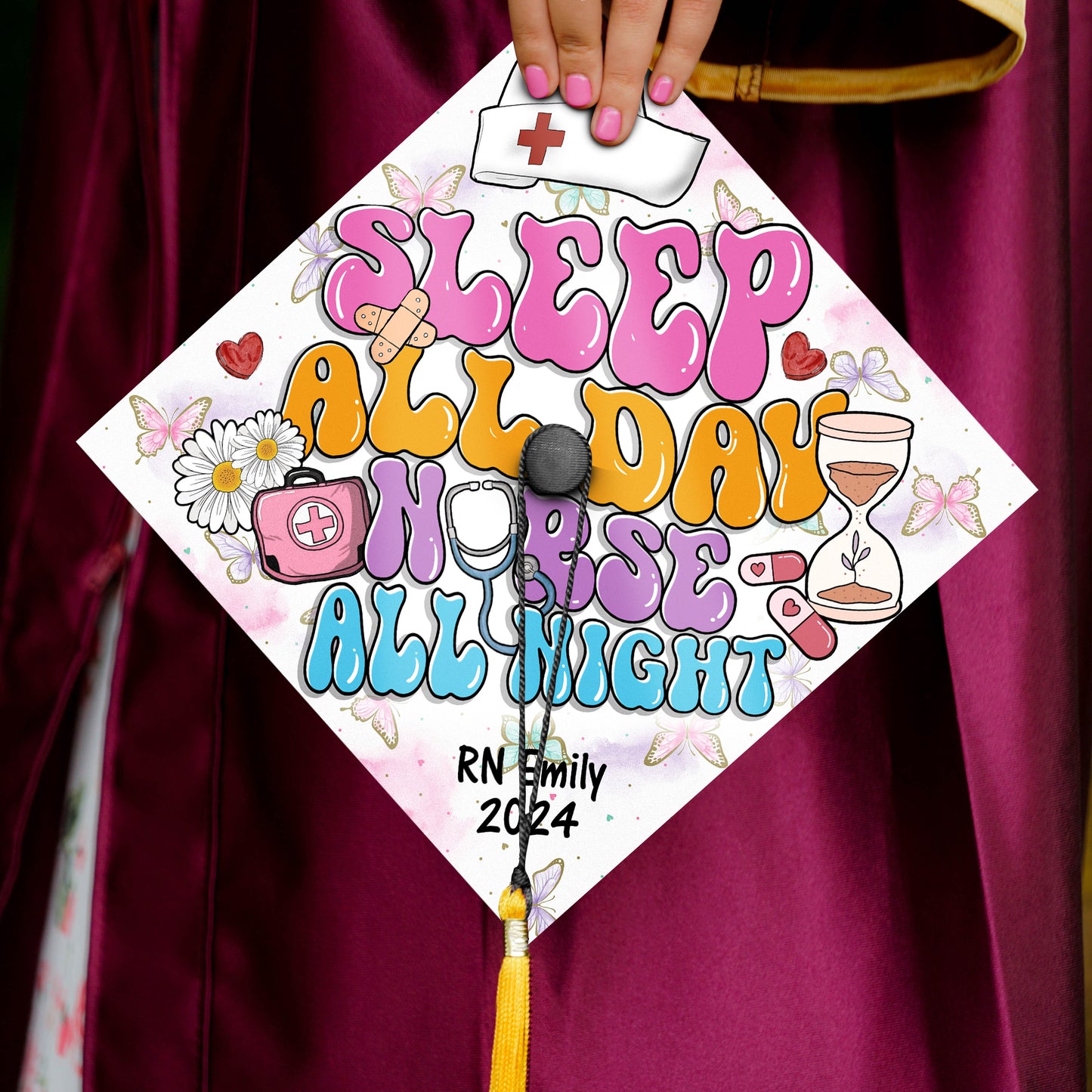 Funny RN Nursing Graduation Cap, Personalized Nurse Grad Cap Topper, Future Nurse Gifts