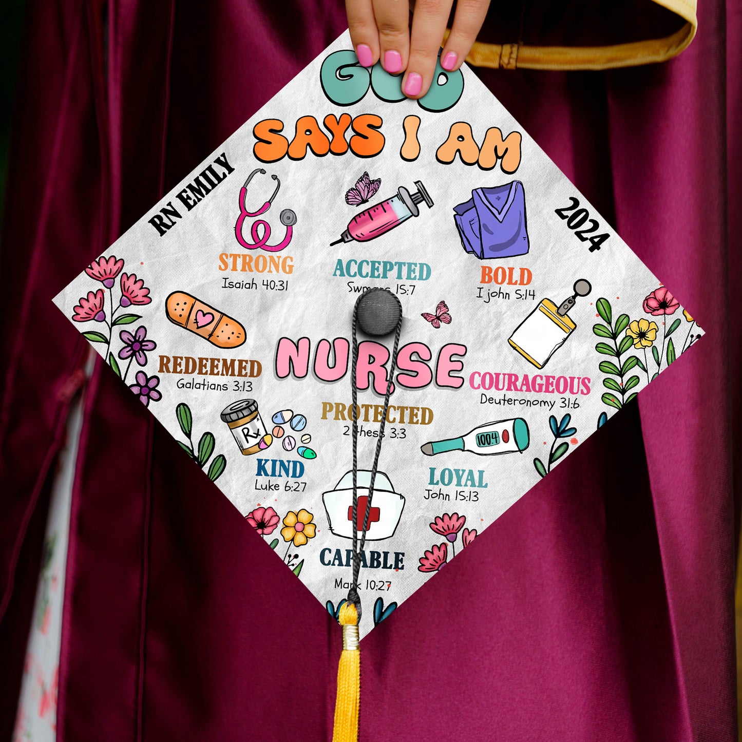 Customized RN Nurse Grad Cap Decorations, RN Nurse Gifts, Class of 2024