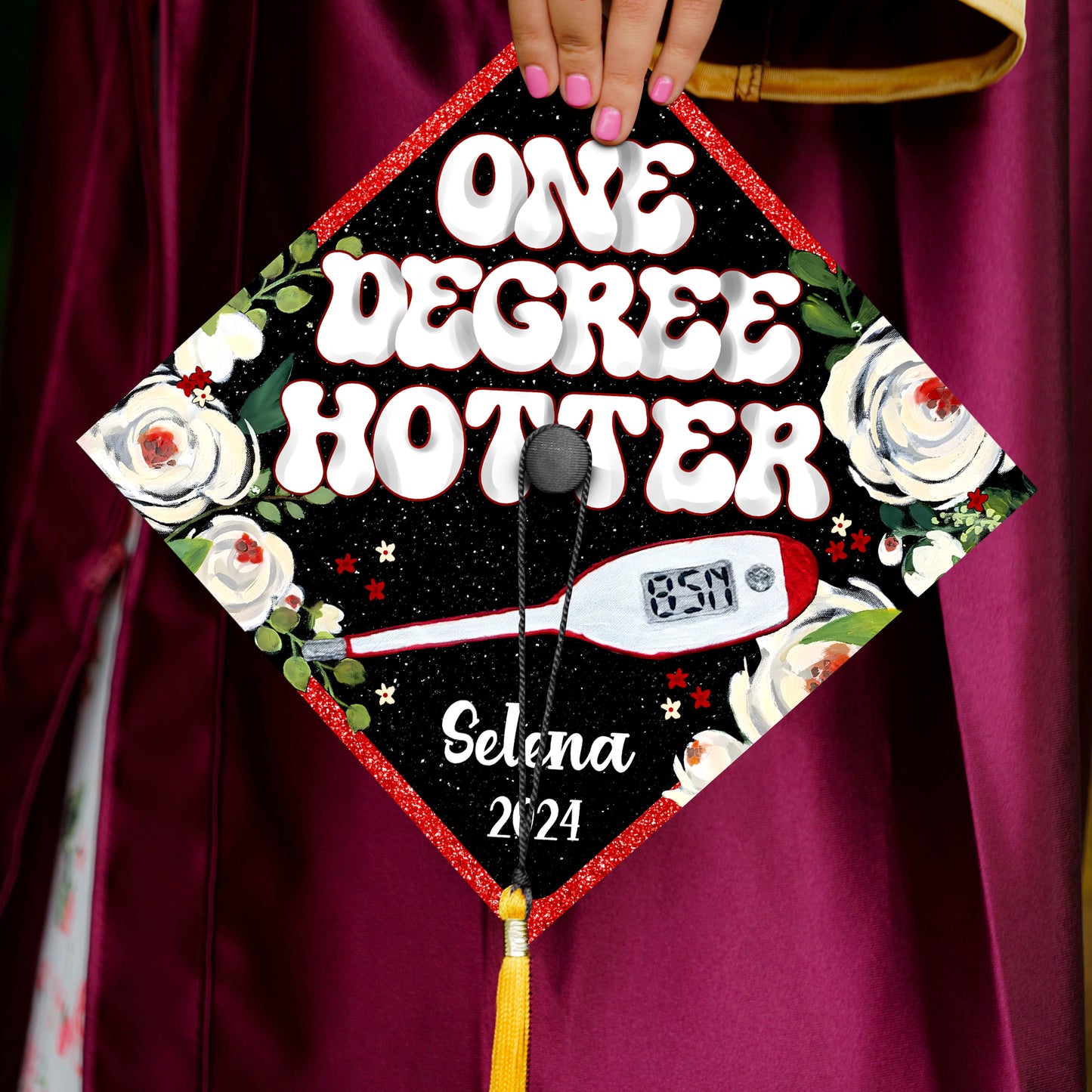 One Degree Hotter Nurse Grad Cap, Personalized RN Nurse Graduation Cap Topper, Graduation 2024