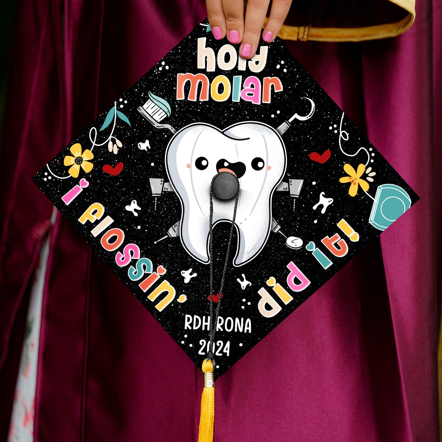 Funny Dental Hygiene Graduation Cap, Future RDH Gifts, Class Of 2024
