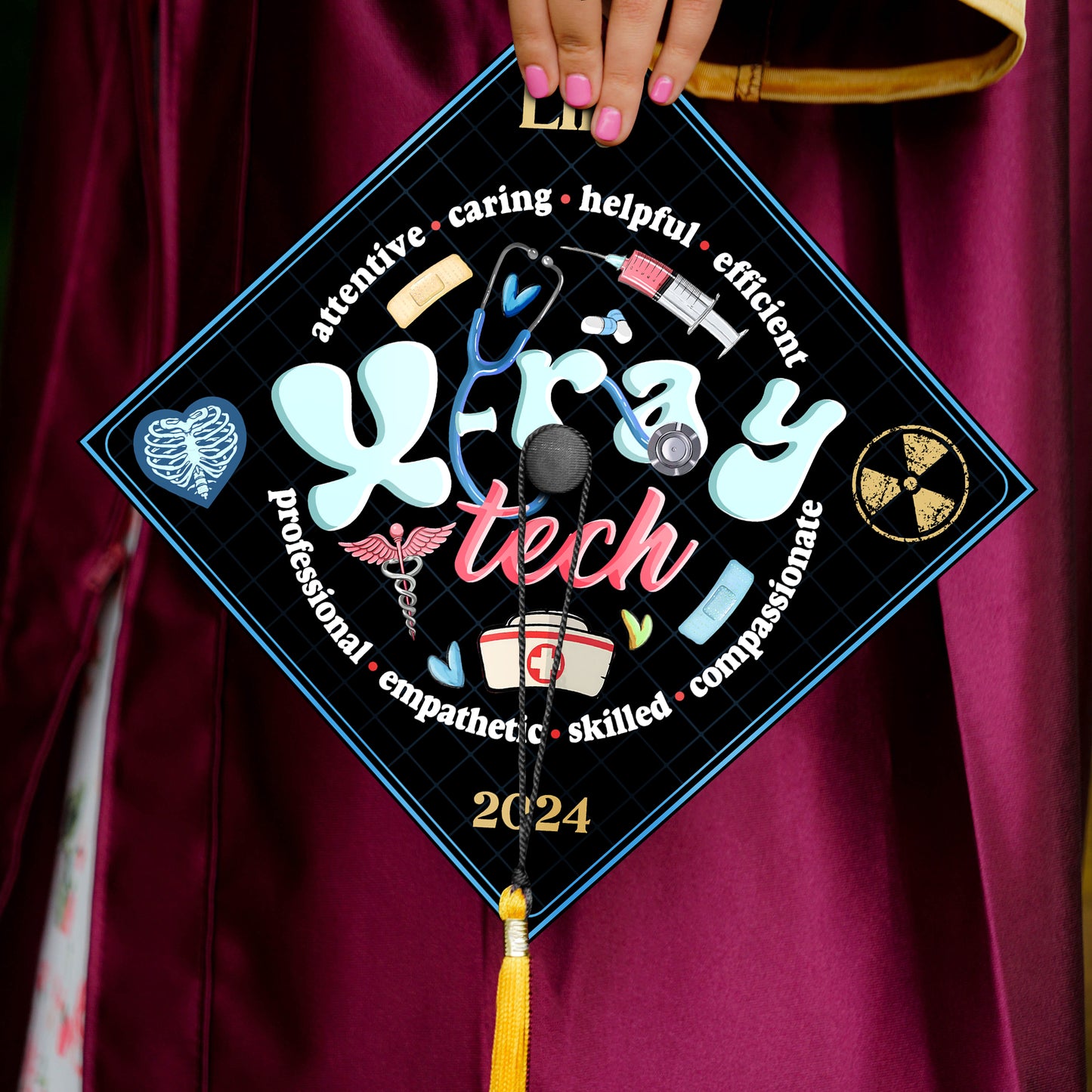 Radiology Tech Grad Cap Topper, Xray Tech Graduation Gift