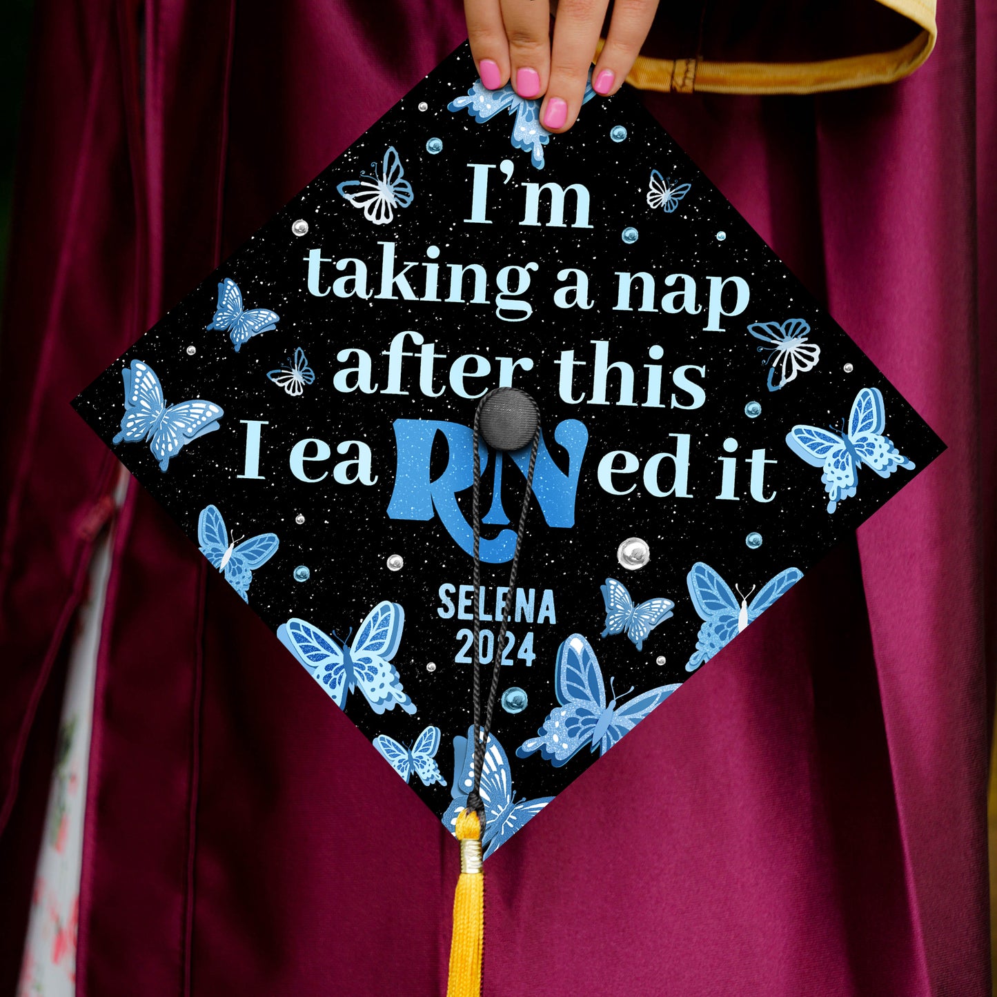 Customized Funny RN Nursing Cap Decoration, Gifts for New Nurse