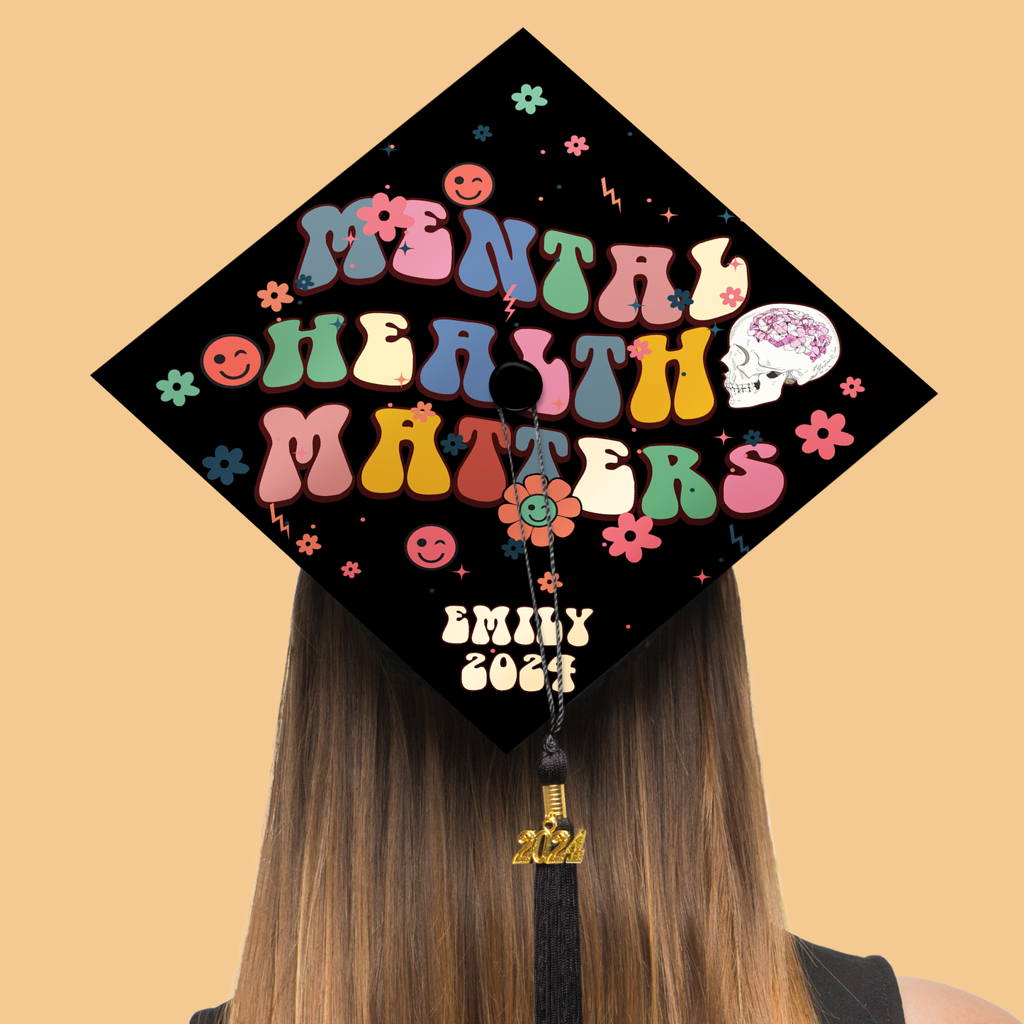 Personalized Mental Health Matters Graduation Cap Topper, Gifts for New Nurse