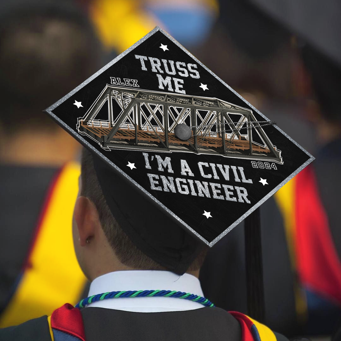 Personalized Civil Engineer Graduation Cap, Custom Engineer Cap Decorations To Honor Your Hard Work