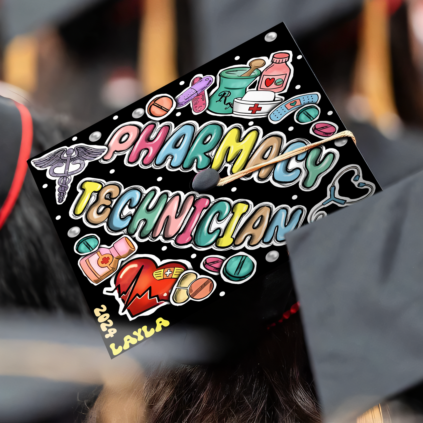 Pharmacy Technician Grad Cap Topper, Custom Pharmacist Graduation Cap Decoration, Pharmacist Graduation Gifts, Class Of 2024