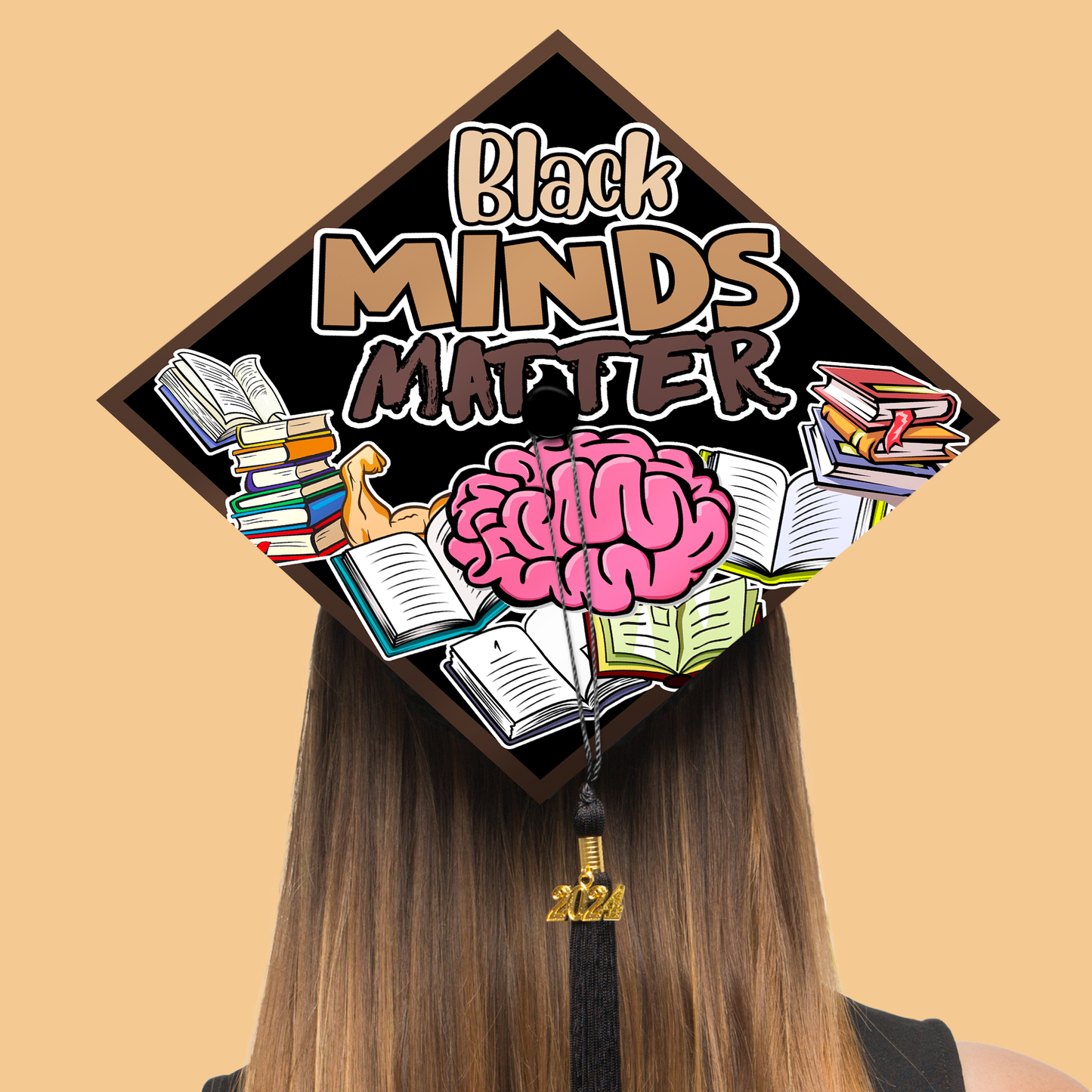 Black Minds Matter Graduation Cap Topper, Graduation Decoration, Class of 2024