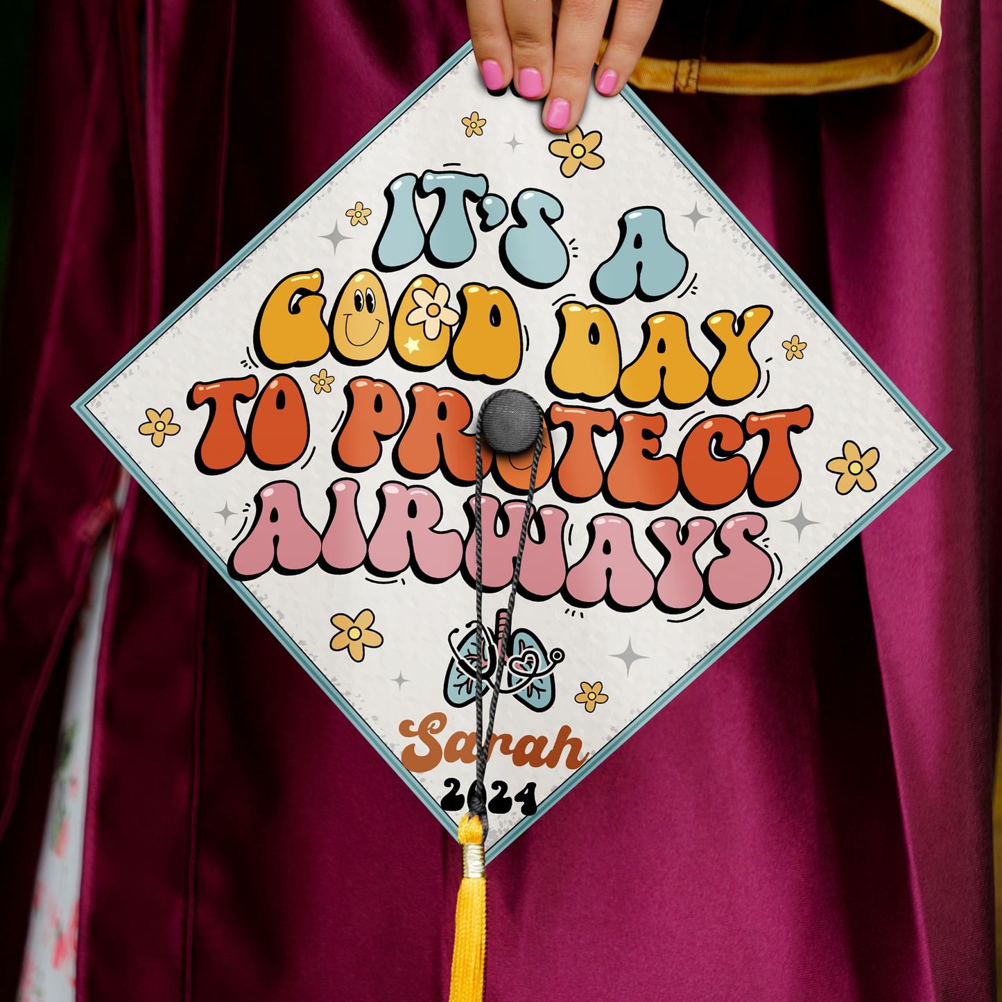 Respiratory Therapist Graduation Cap Topper, Customized RT Grad Cap To Celebrate Your Big Day
