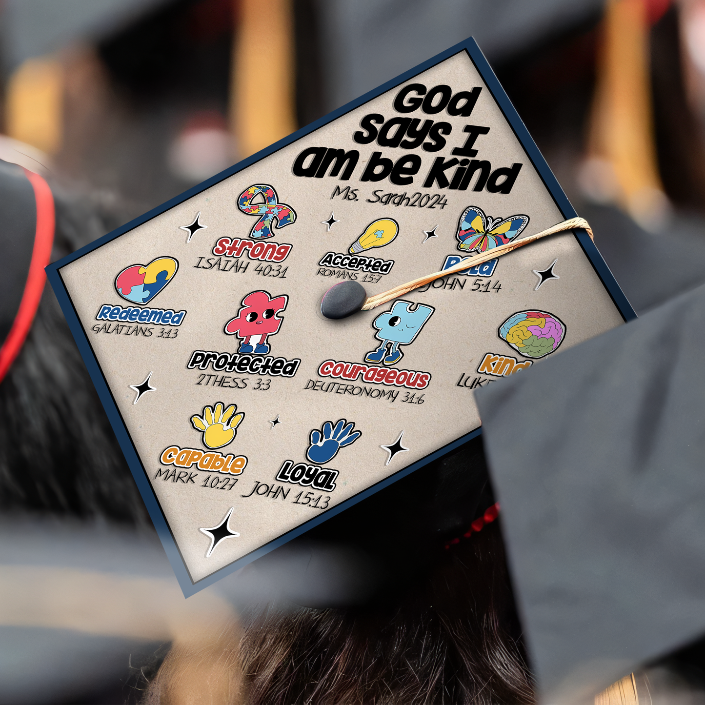 Personalized God Says I am Autism Graduation Cap Topper, Sped Education Cap Decoration - SP10976PGMAQN