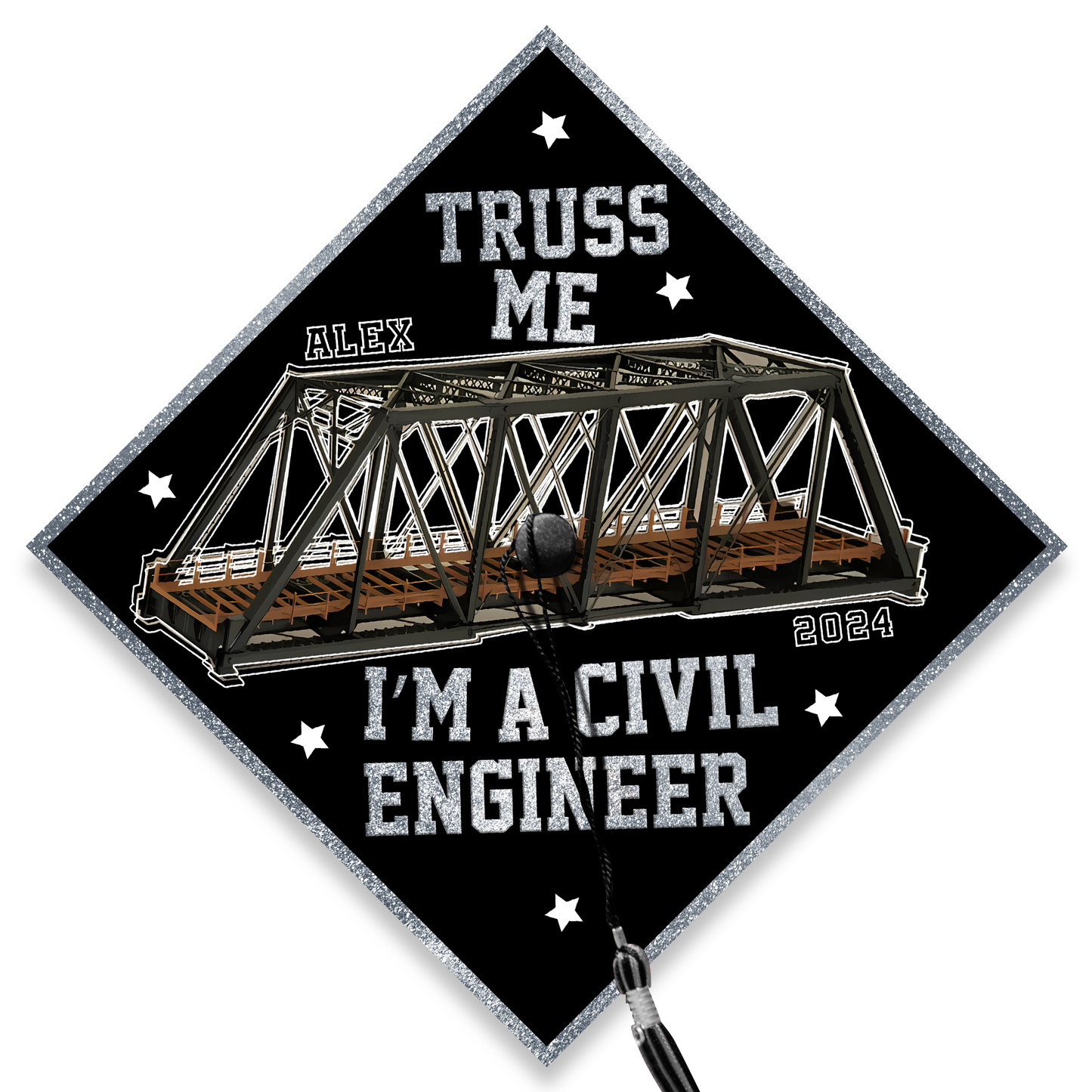 Personalized Civil Engineer Graduation Cap, Custom Engineer Cap Decorations To Honor Your Hard Work
