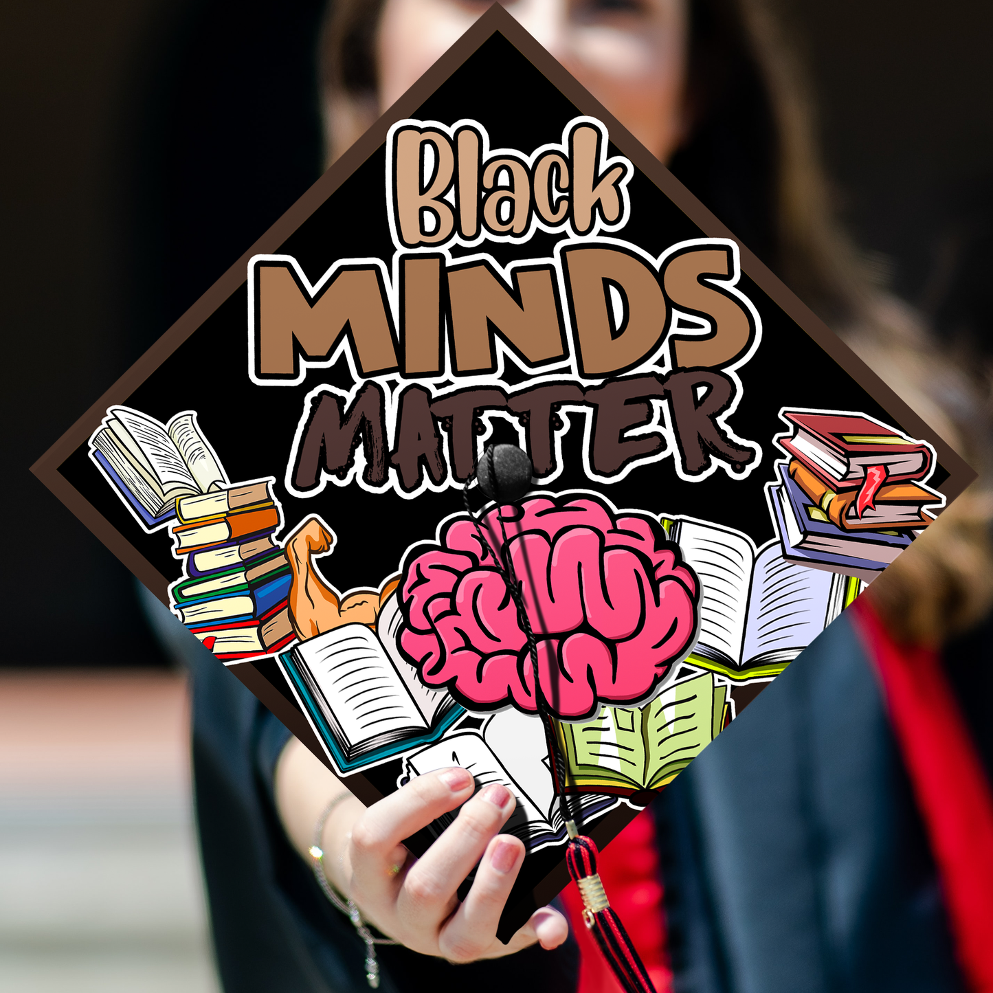 Black Minds Matter Graduation Cap Topper, Graduation Decoration, Class of 2024