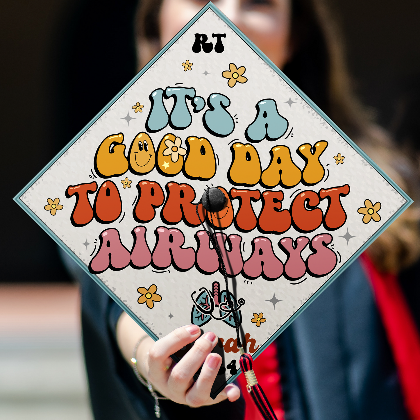 Respiratory Therapist Graduation Cap Topper, Customized RT Grad Cap To Celebrate Your Big Day
