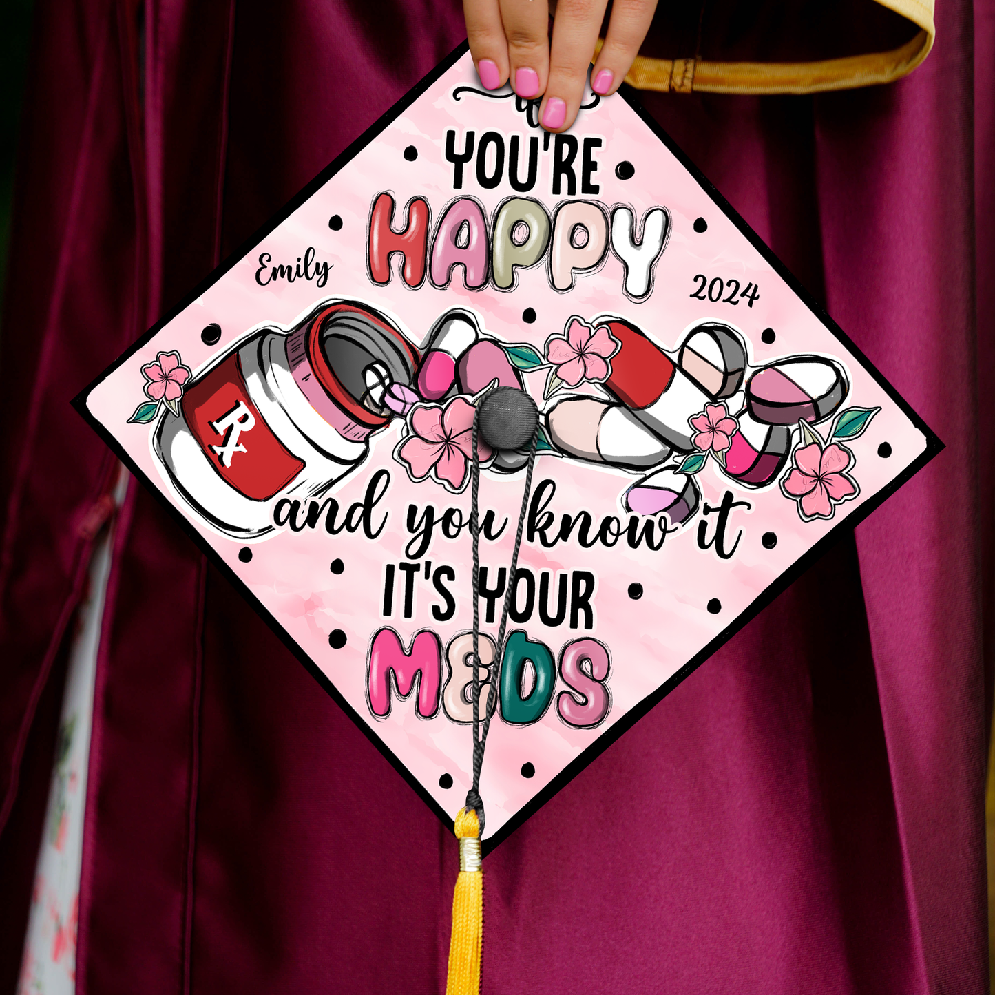 Custom RN Nursing Grad Cap, Medical Gifts, Class Of 2024
