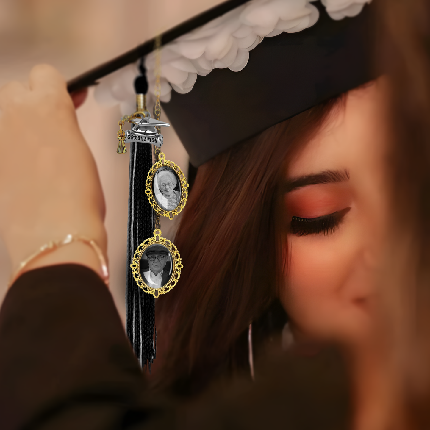 Custom Memorial Gifts For Graduation, Custom Photo Tassel Charm Keep Your Loved One's Memory Close