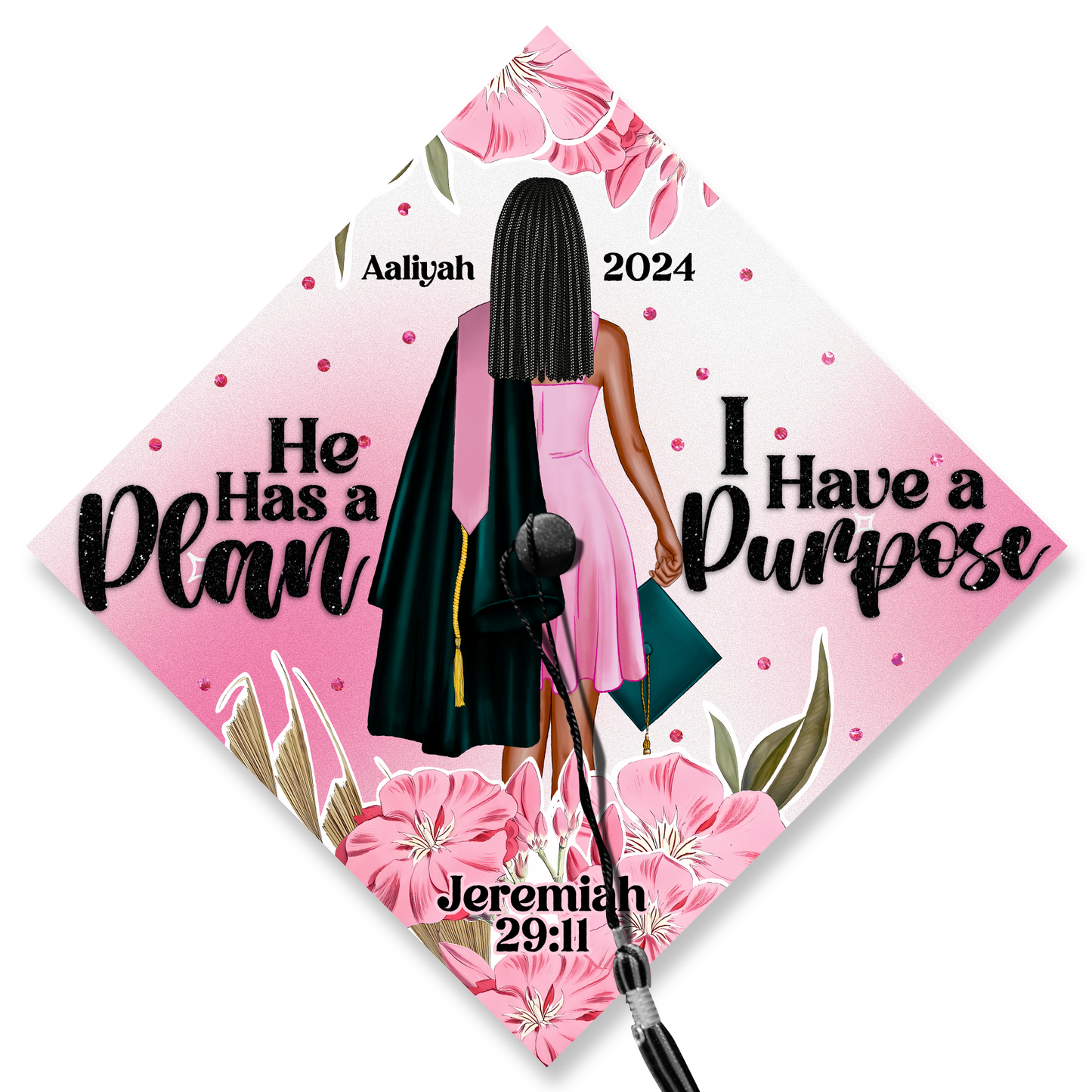 He Has A Plan I Have a Purpose Graduation Cap Decoration, Gifts for Her, Class of 2024