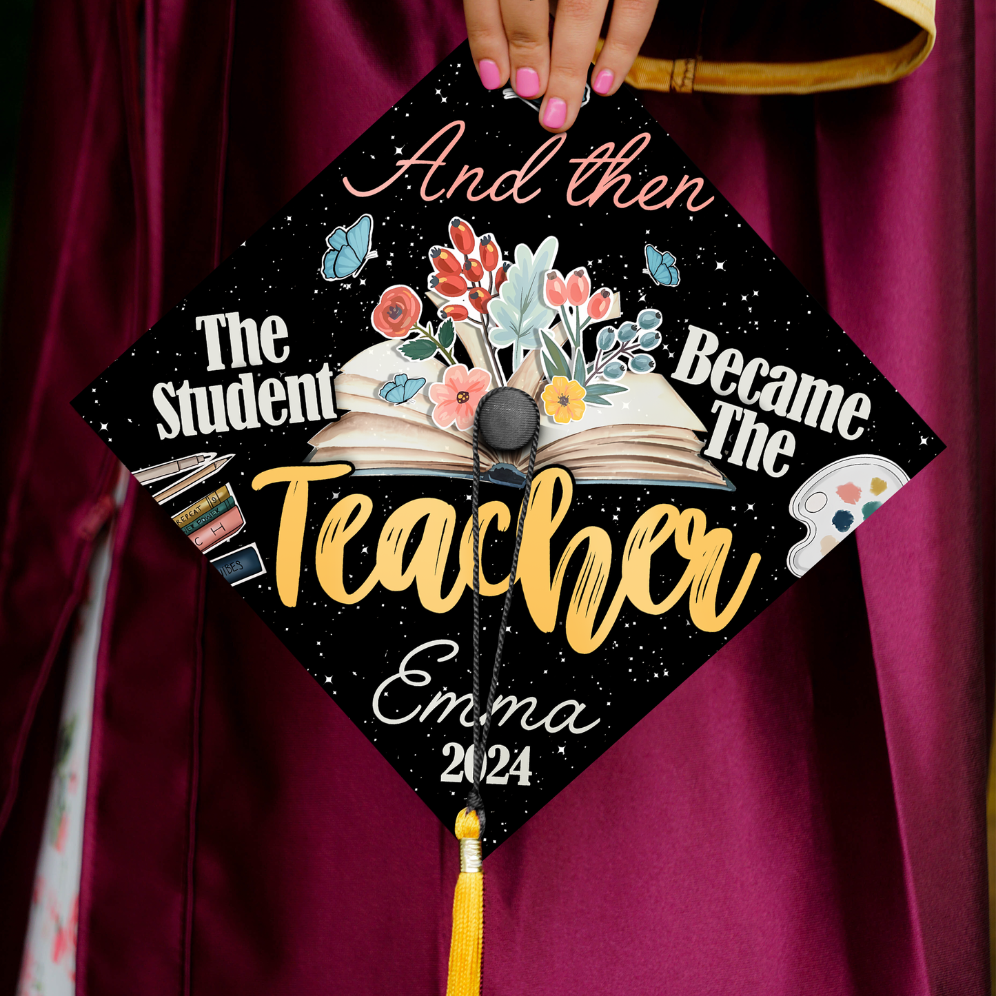 Custom Teacher Grad Cap Topper, Teacher Graduation Gifts