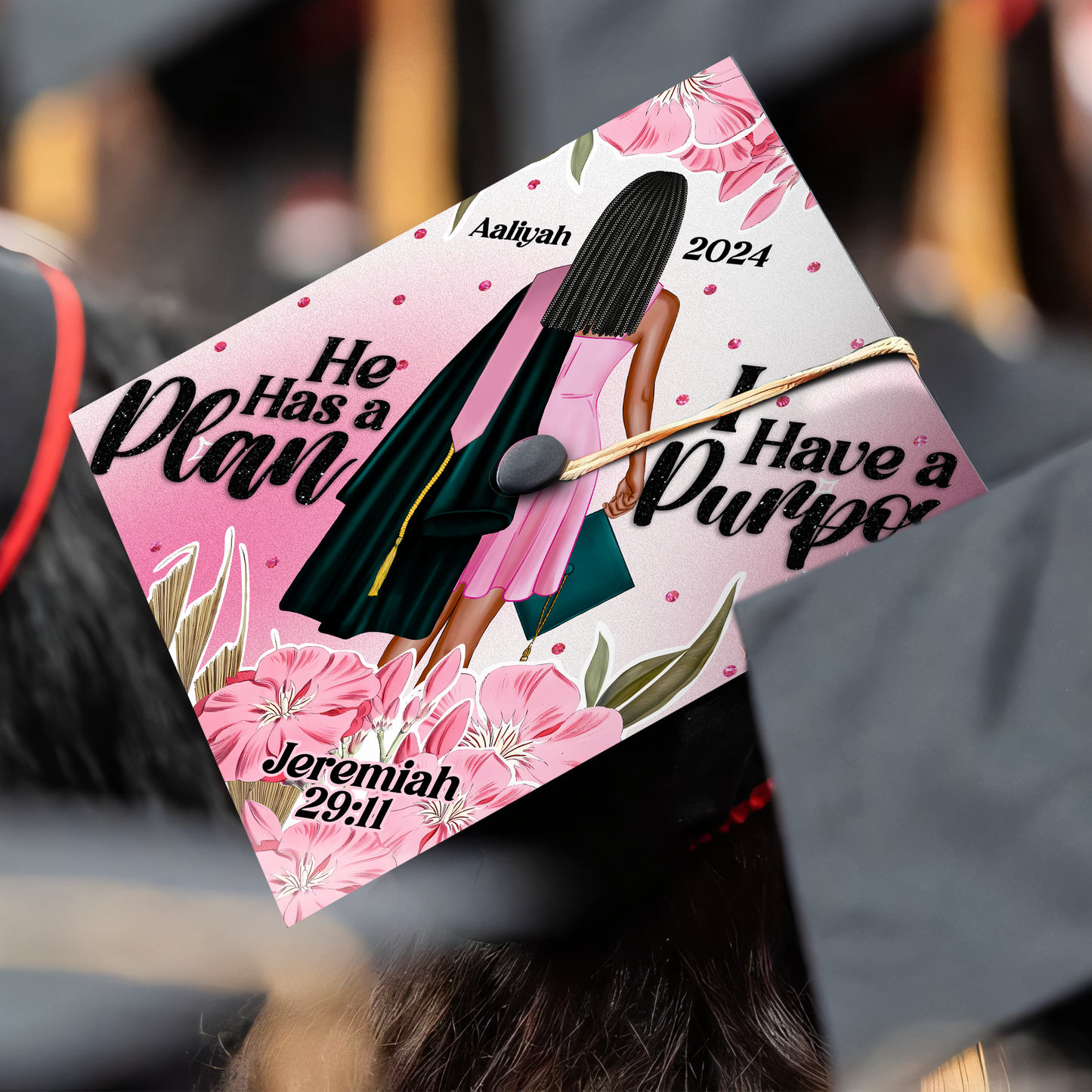 He Has A Plan I Have a Purpose Graduation Cap Decoration, Gifts for Her, Class of 2024