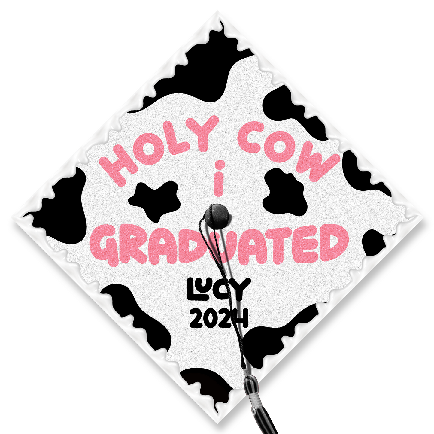 Holy Cow I Graduated Graduation Cap Topper, Graduation Decoration, Class of 2024
