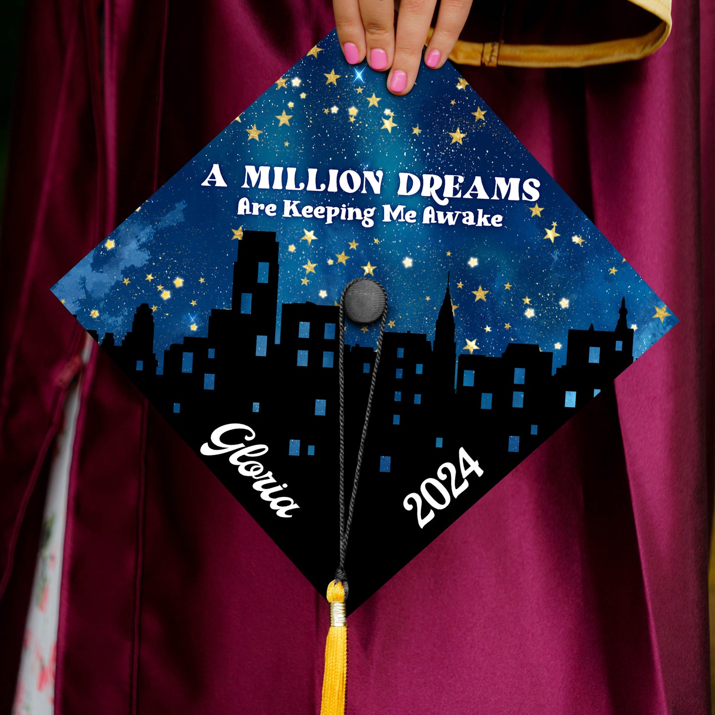 A Million Dreams Are Keeping Me Awake Graduation Cap Topper, Class of 2024