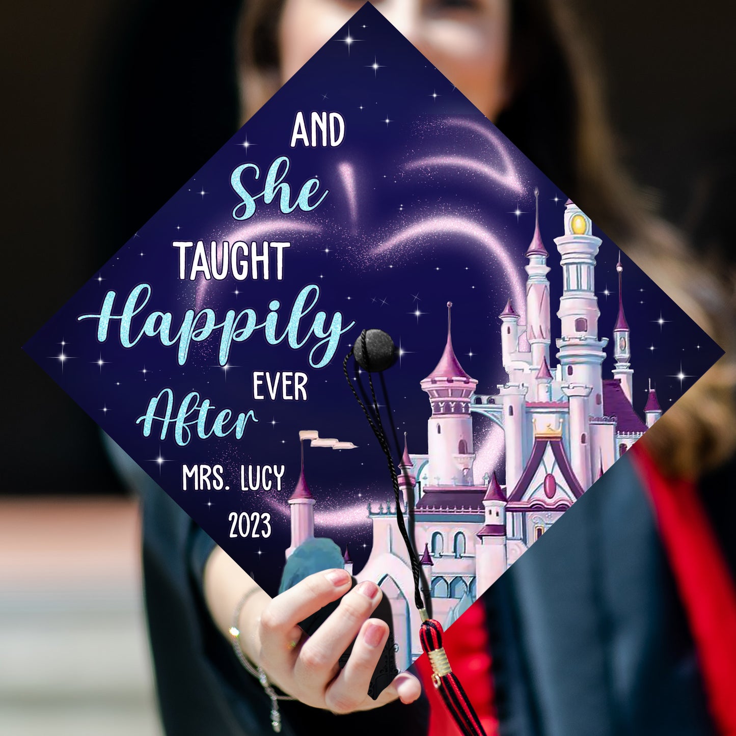 Printed Future Teacher Grad Cap Topper, Teach Love Inspire, Class of 2024