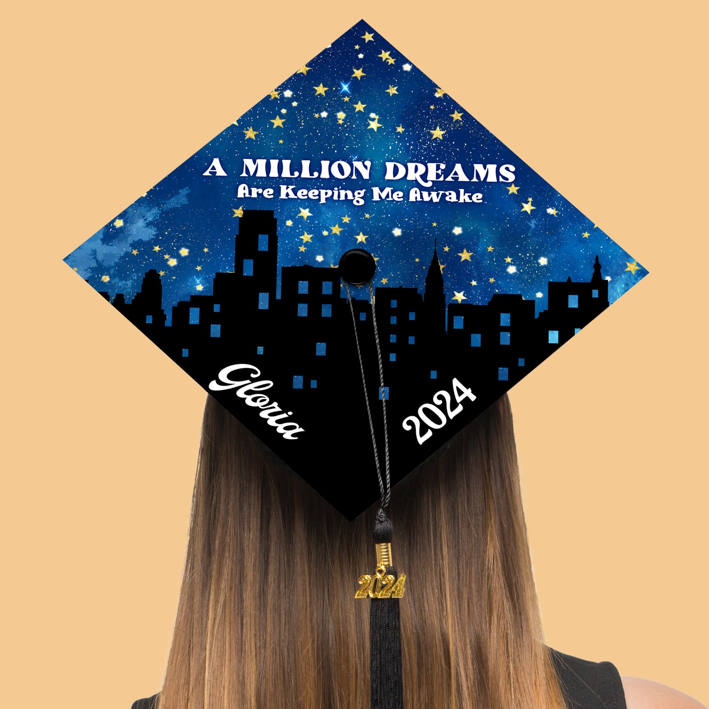A Million Dreams Are Keeping Me Awake Graduation Cap Topper, Class of 2024