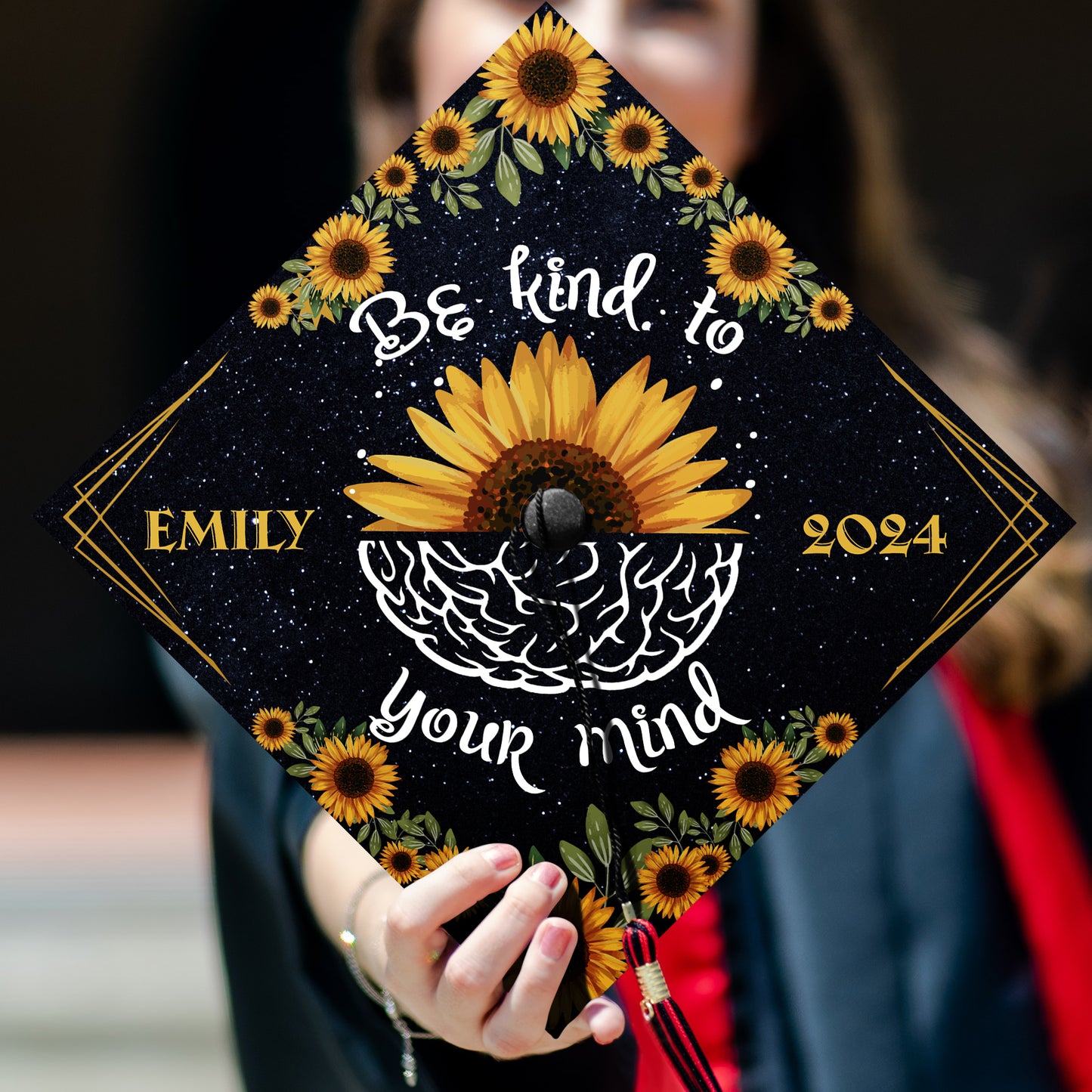 Be Kind To Your Mind Graduation Cap Topper, Psychology Cap Decoration, Class of 2024