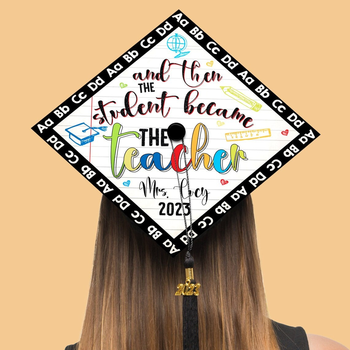 And Then The Student Became The Teacher Graduation Cap Decoration, Gifts for Teacher, Class of 2024