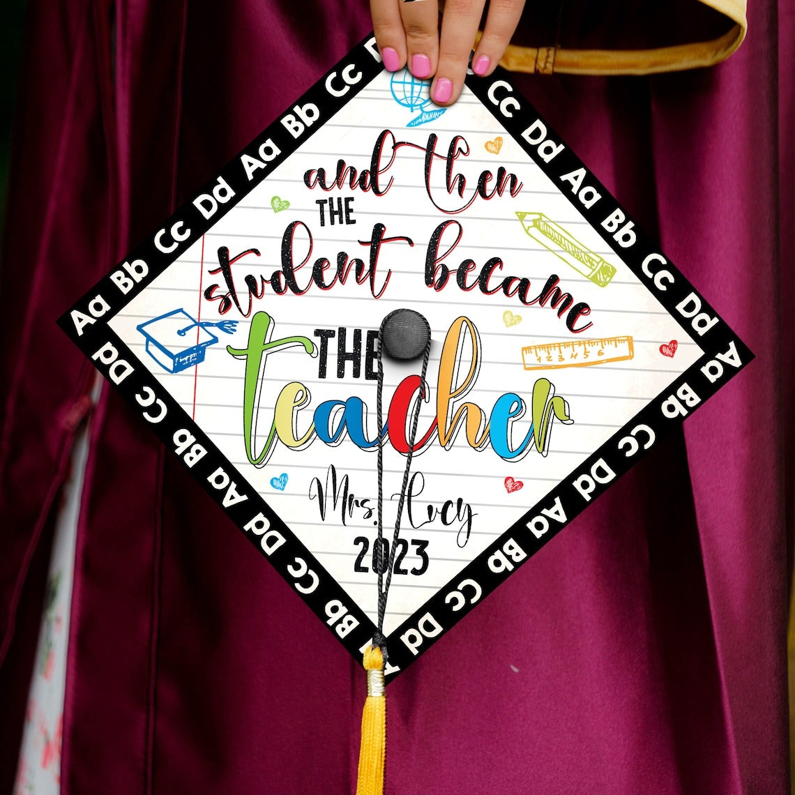 And Then The Student Became The Teacher Graduation Cap Decoration, Gifts for Teacher, Class of 2024