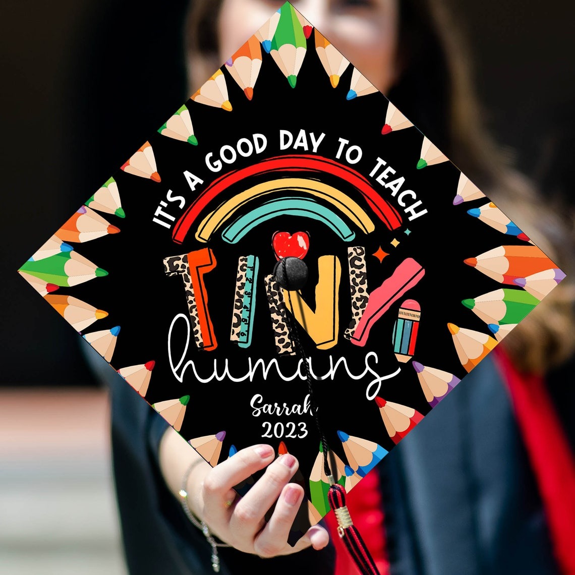 It's A Good Day To Teach Tiny Humans Grad Cap Topper, Gifts for Teacher, Class of 2024