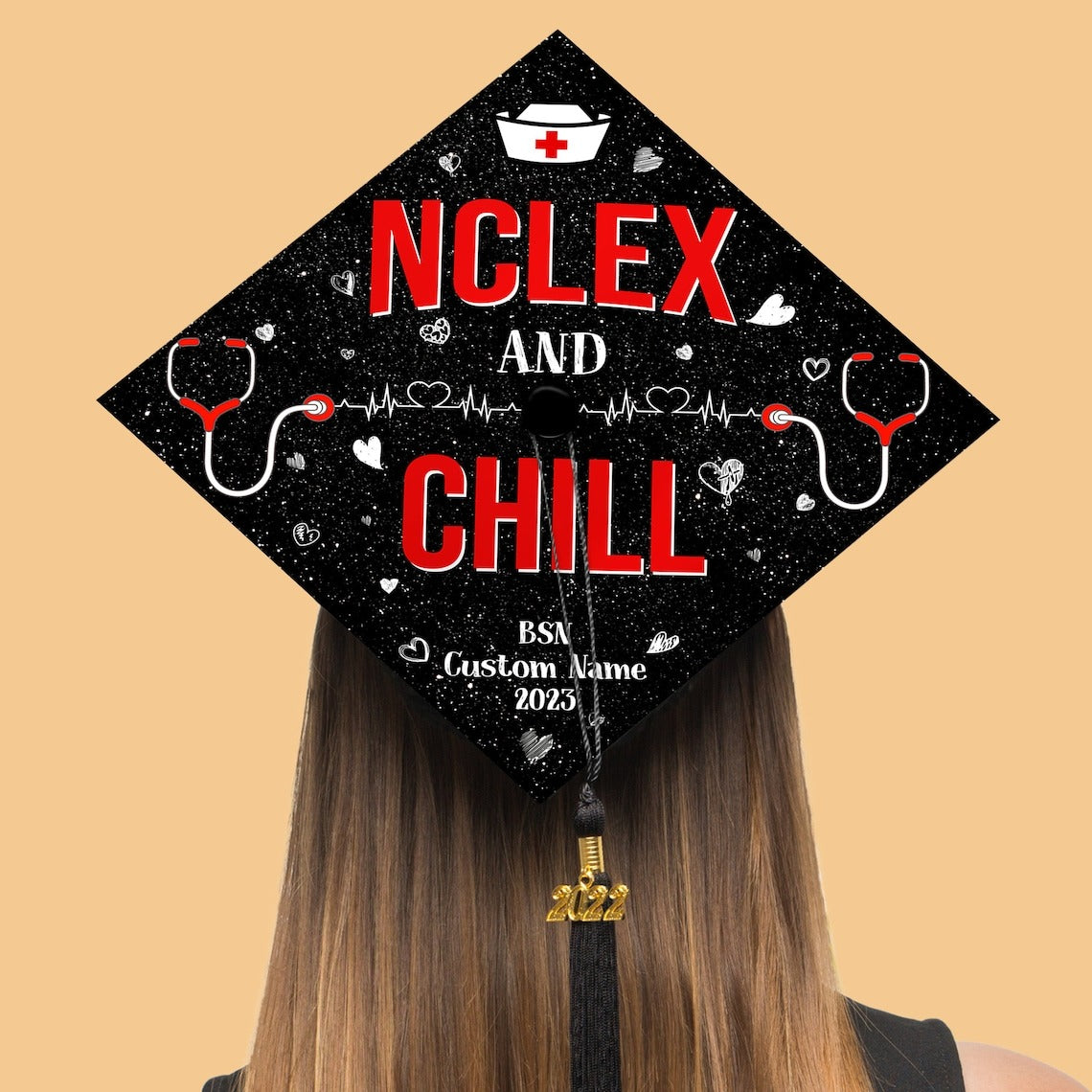 Nclex And Chill Graduation Cap Decoration, Gifts for Nurse, Class of 2024