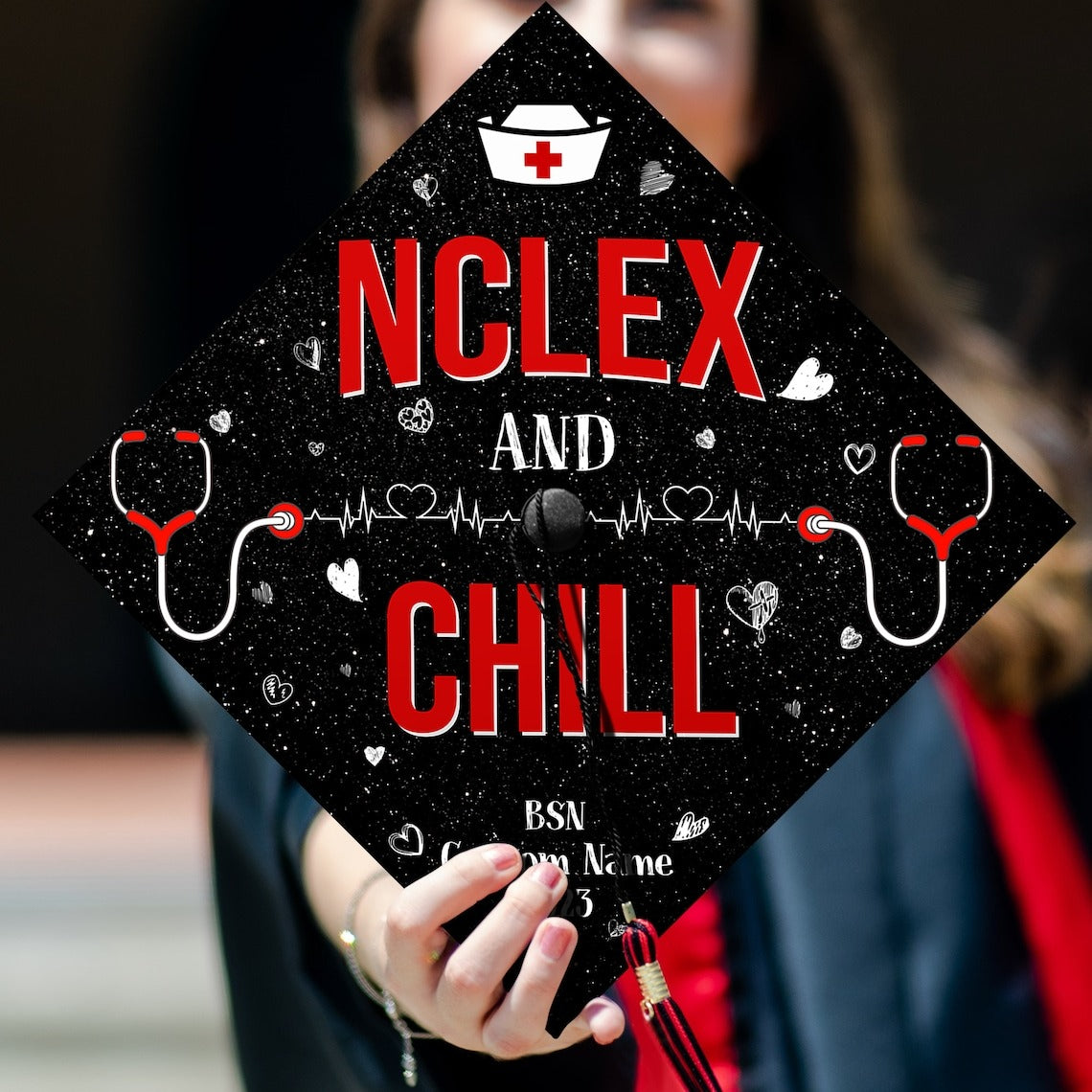 Nclex And Chill Graduation Cap Decoration, Gifts for Nurse, Class of 2024