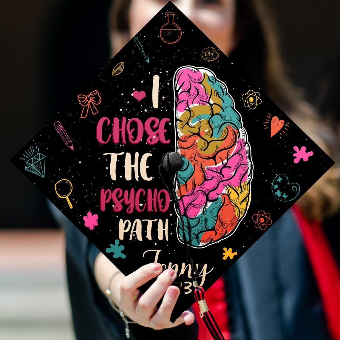 I Chose The Psycho Path Graduation Cap Decoration, Gifts for Psychologist, Class of 2024